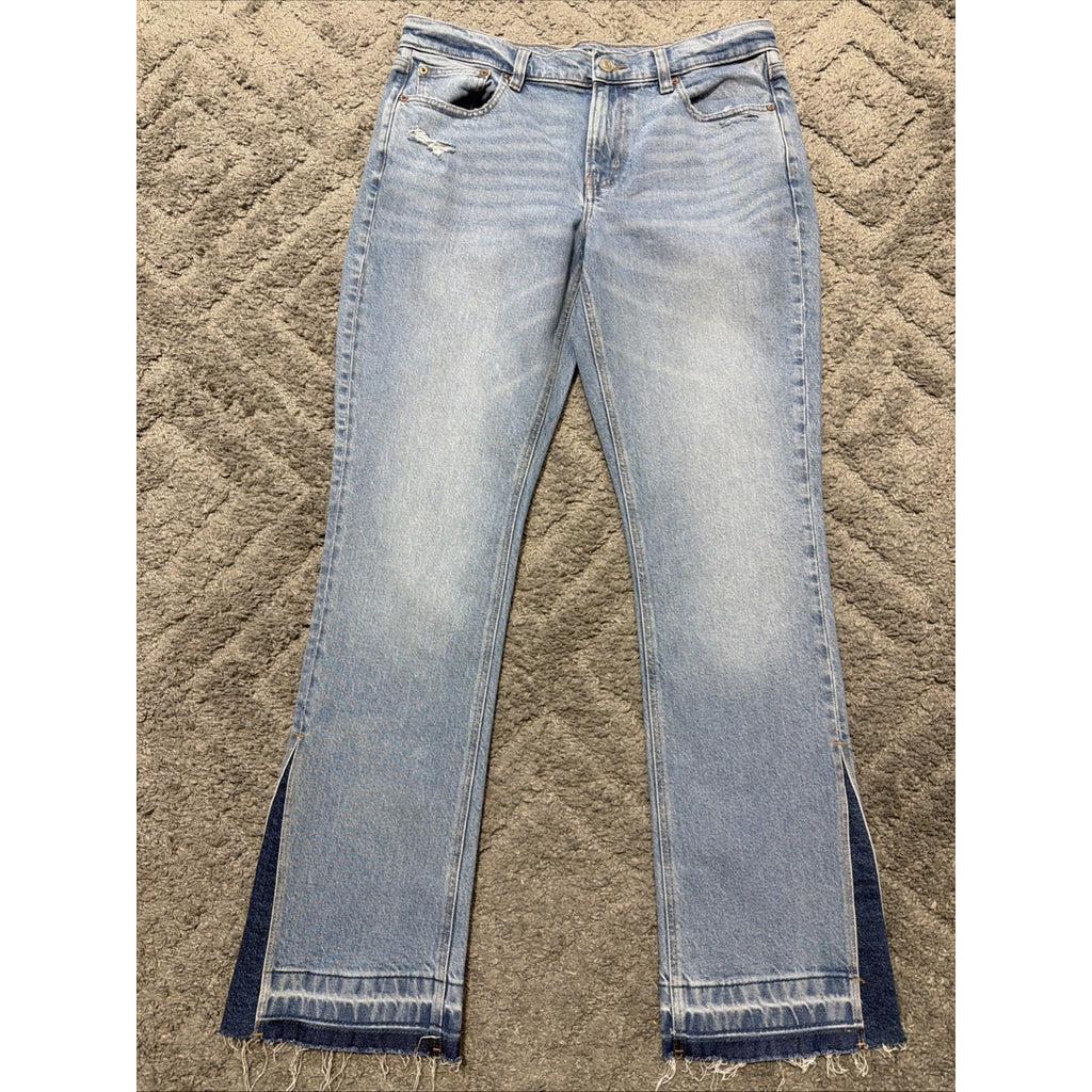 American Eagle Jeans Womens 10 90's Low Rise Kick Stretch 2 Tone Flared Bottom