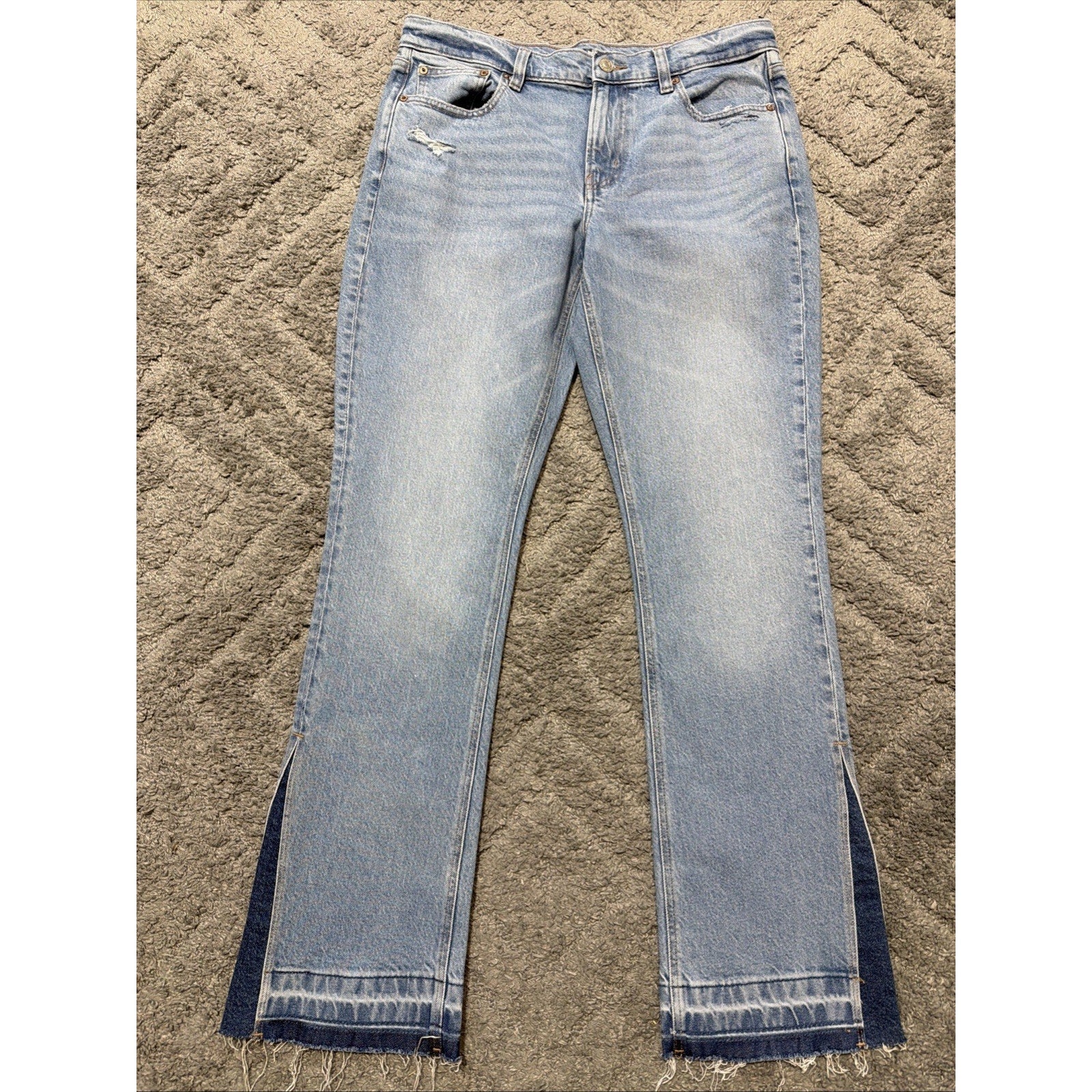 American Eagle Jeans Womens 10 90's Low Rise Kick Stretch 2 Tone Flared Bottom