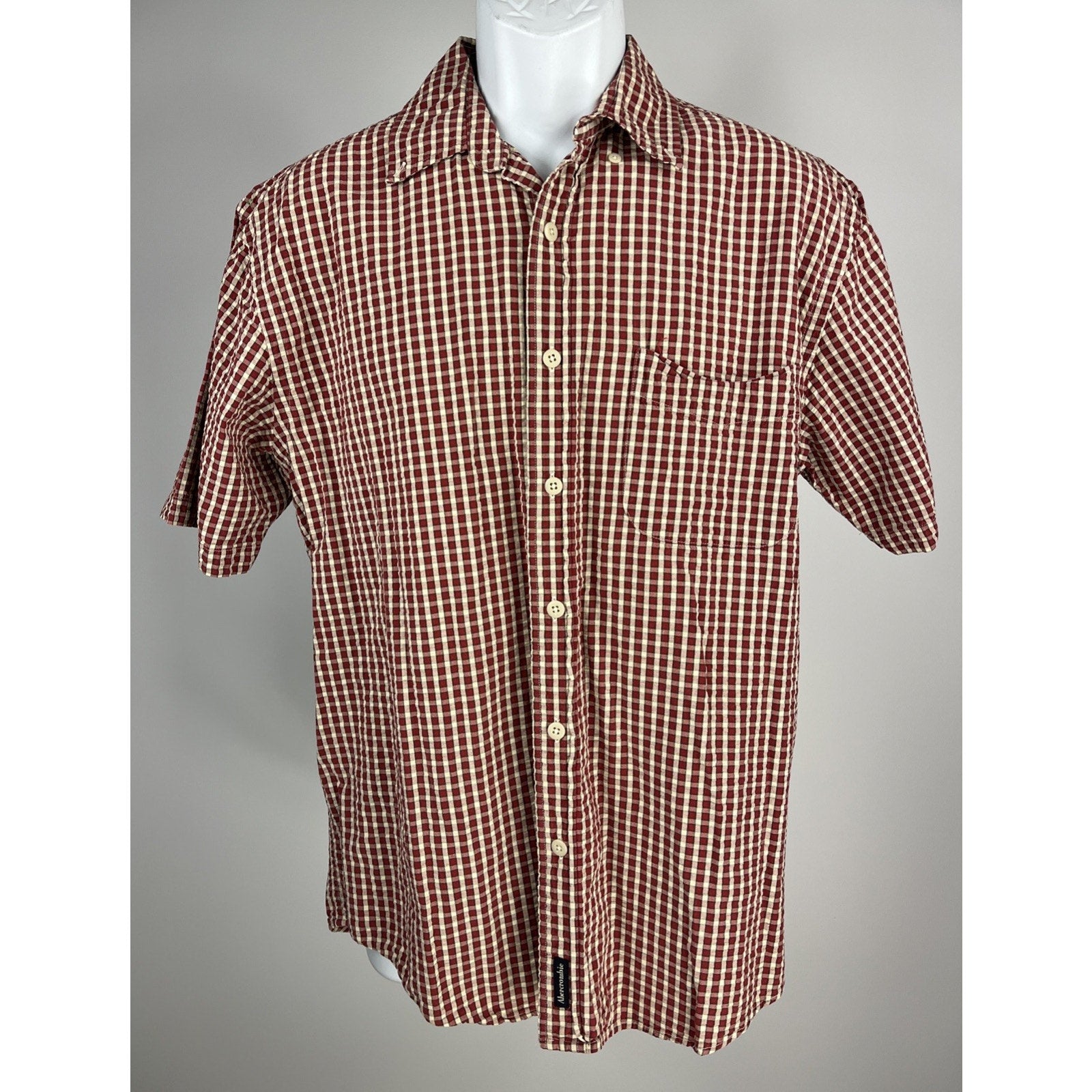 ABERCROMBIE & FITCH BIG SHIRT SHORT SLEEVE PLAID BUTTON DOWN SHIRT MENS S