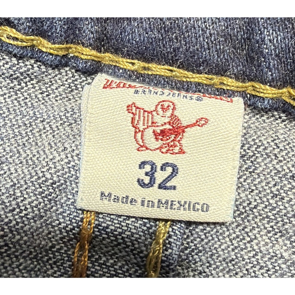 True Religion World Tour 32x32 Ultra Indigo Slim Flap Big T Mens Jeans Excellent