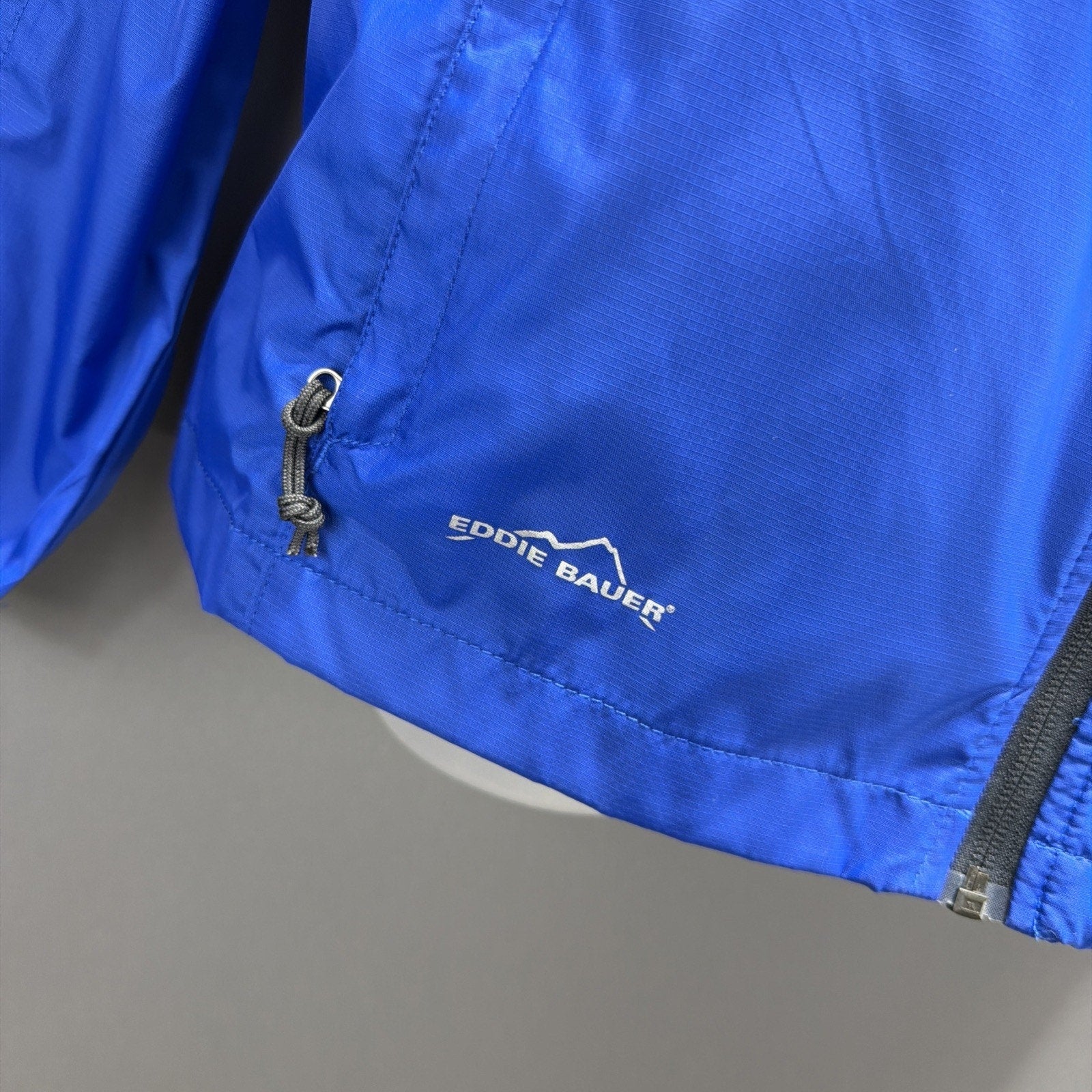 EDDIE BAUER Women's M Packable Rain Jacket Royal Blue Company Logo Karmak