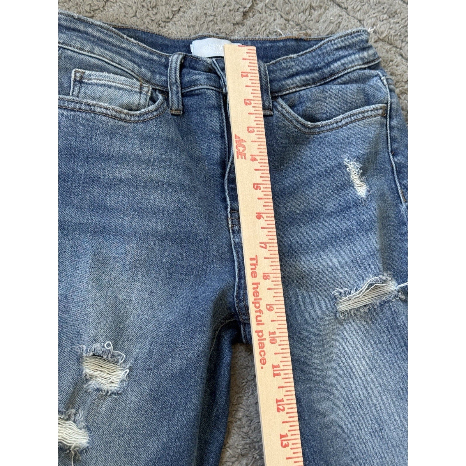 VERVET Jeans Womens 26 Distressed Skinny Straight Blue Denim Mid Rise Stretch