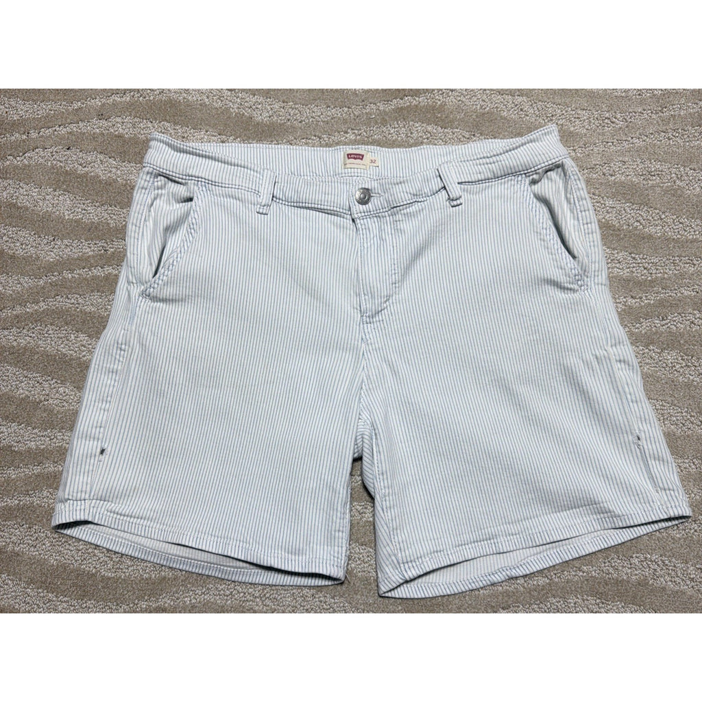 Levi's Omen Women’s Light Blue Striped Denim Jean Bermuda Shorts Size 32