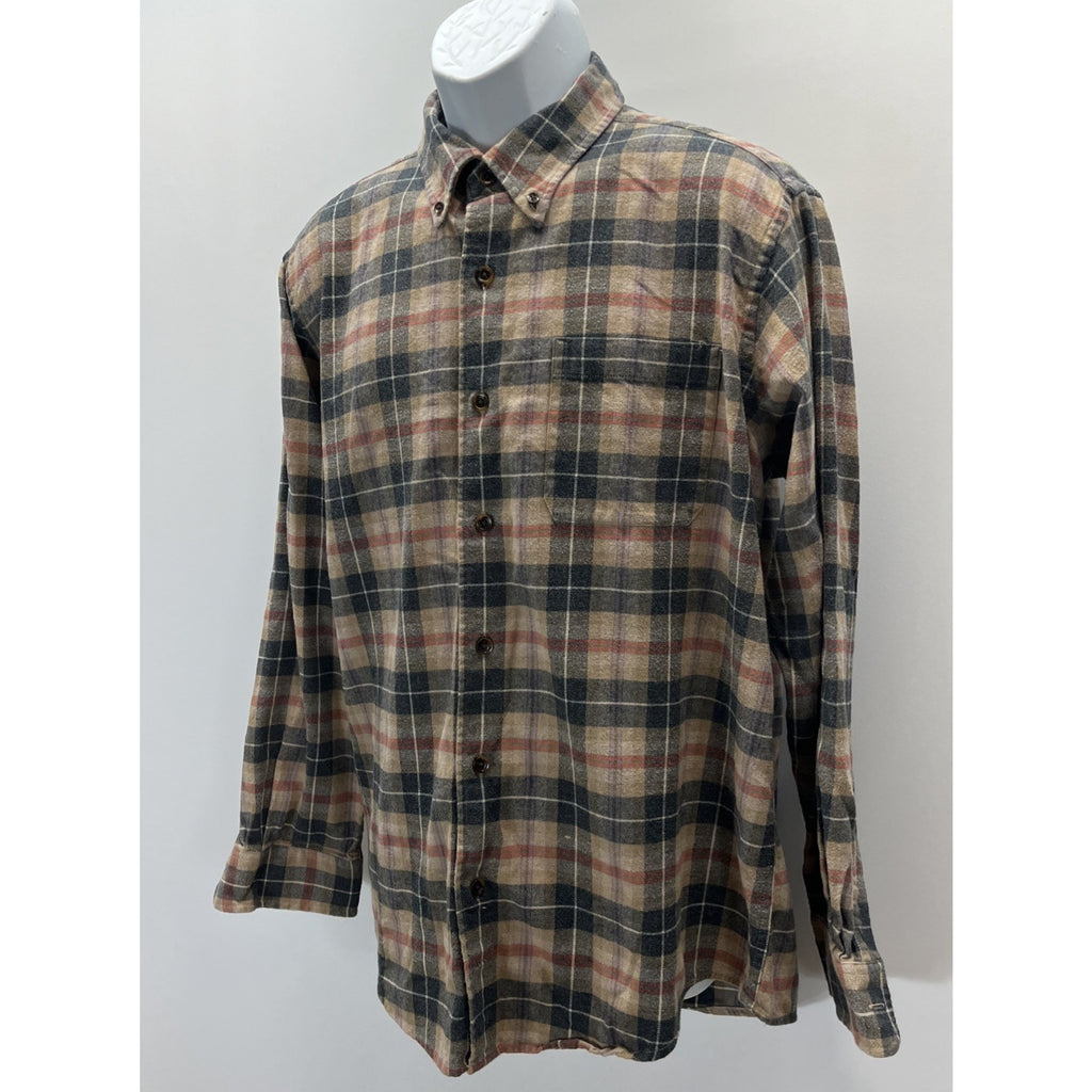 Orvis Lodge Plaid Luxury Flannel Cotton Trail Button Shirt Mens Large