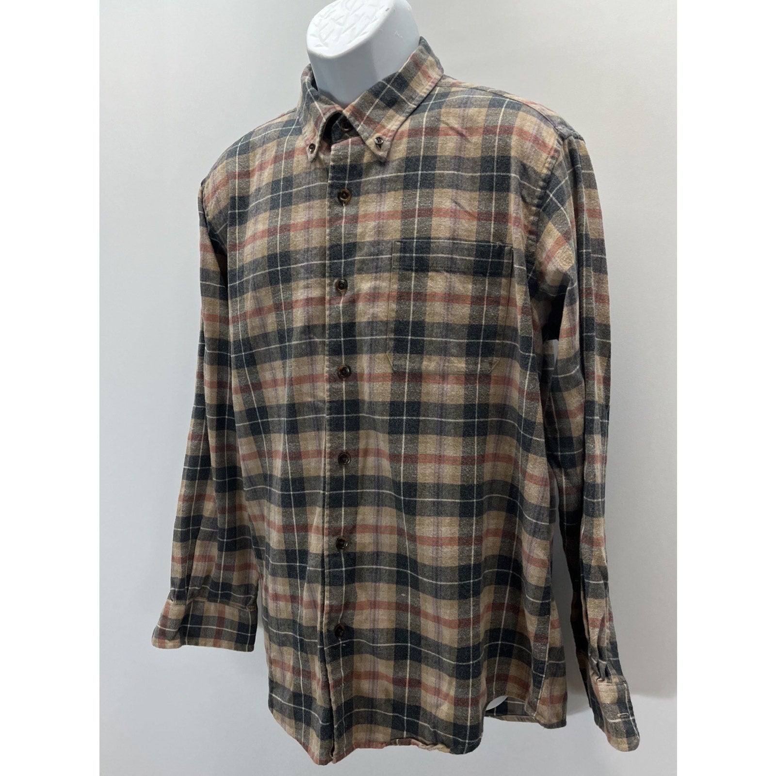 Orvis Lodge Plaid Luxury Flannel Cotton Trail Button Shirt Mens Large