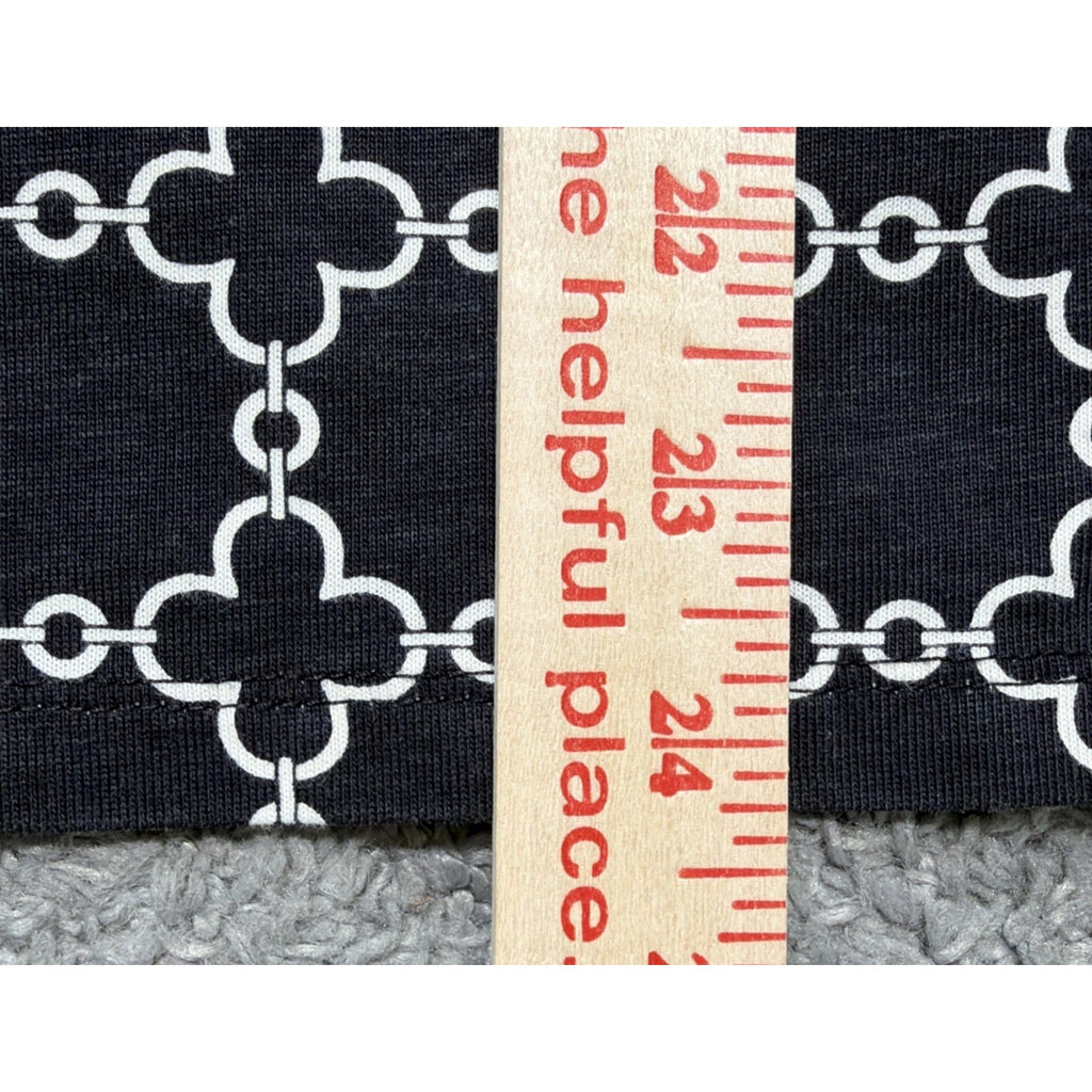 Charter Club Luxury womens L black white diamond print pima cotton blouse