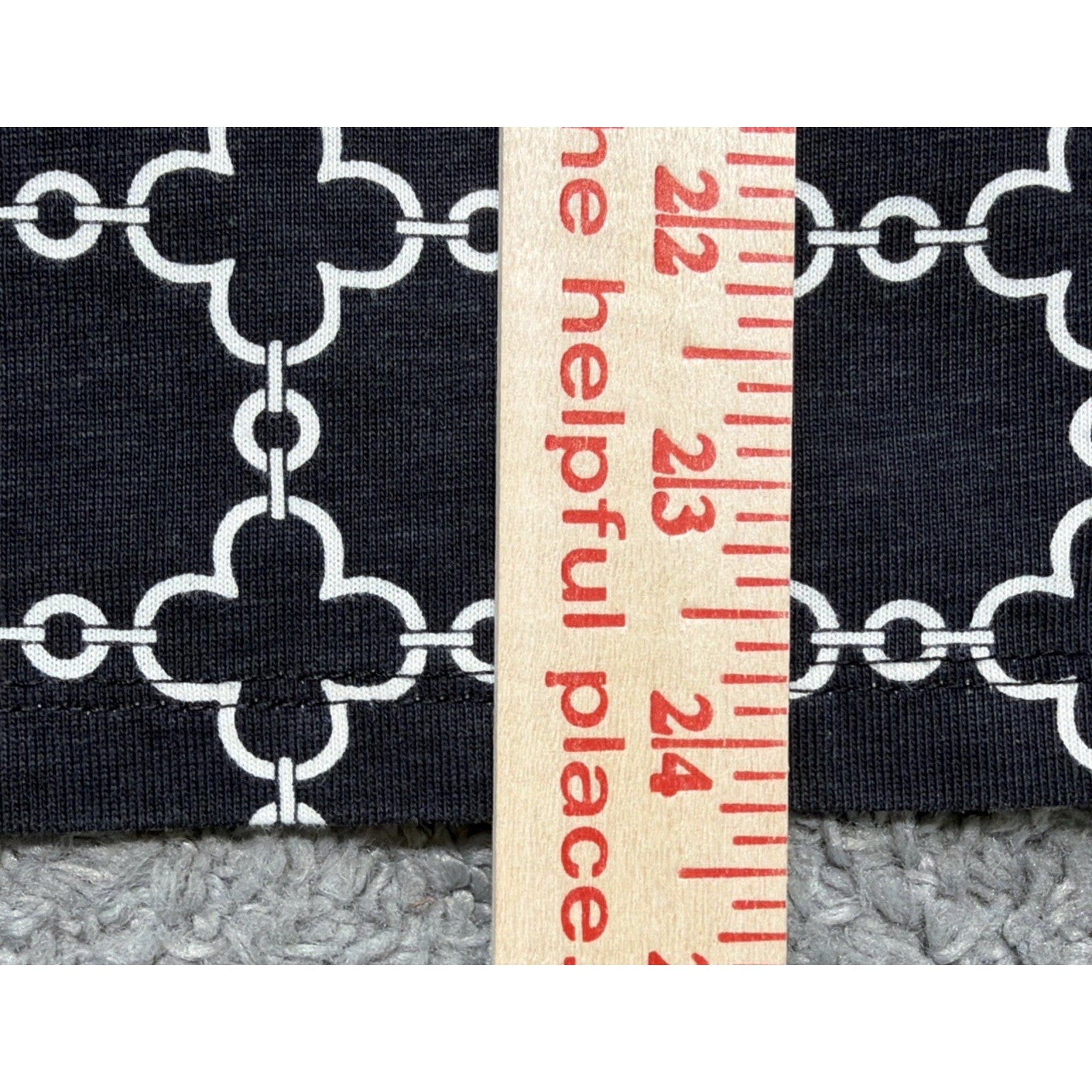 Charter Club Luxury womens L black white diamond print pima cotton blouse