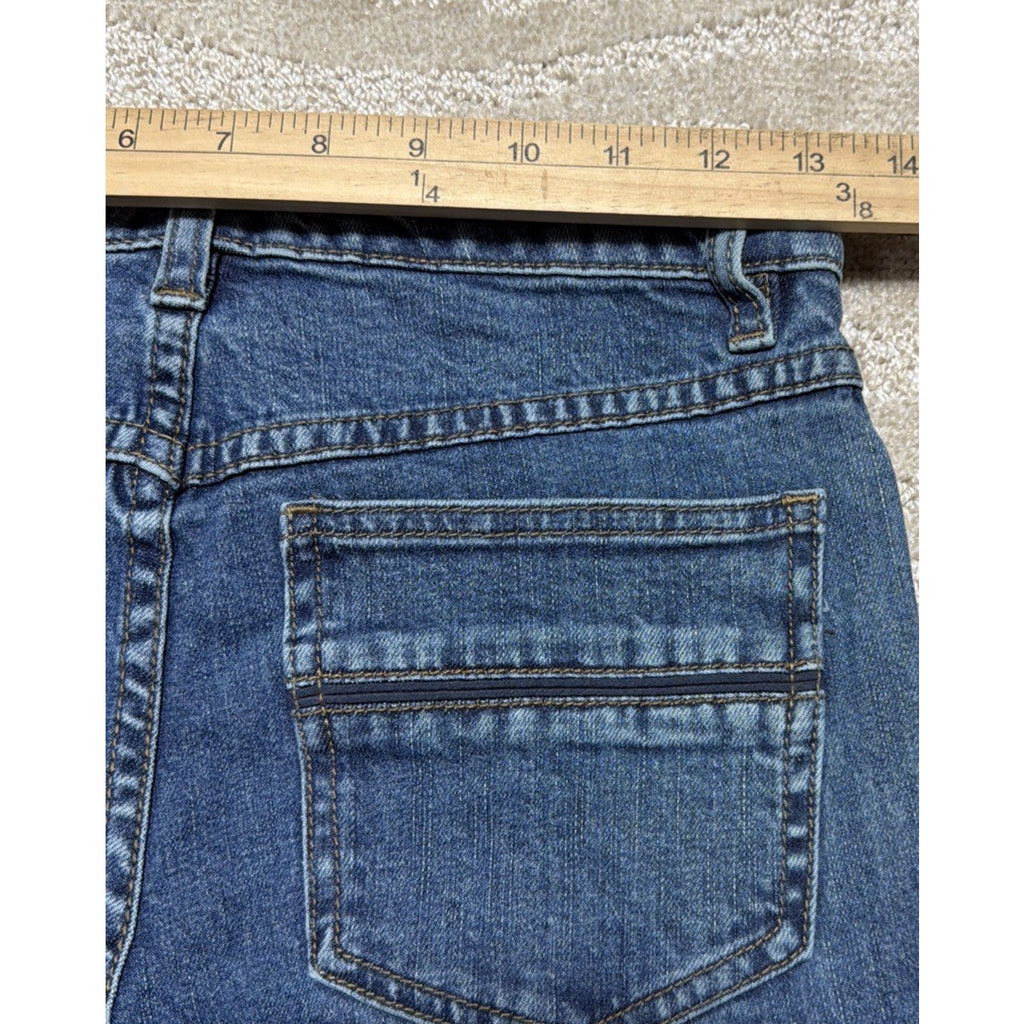 Free People Womens 24 Dark Blue Cropped Mid Rise Flare Jeans 26x24 Stretch