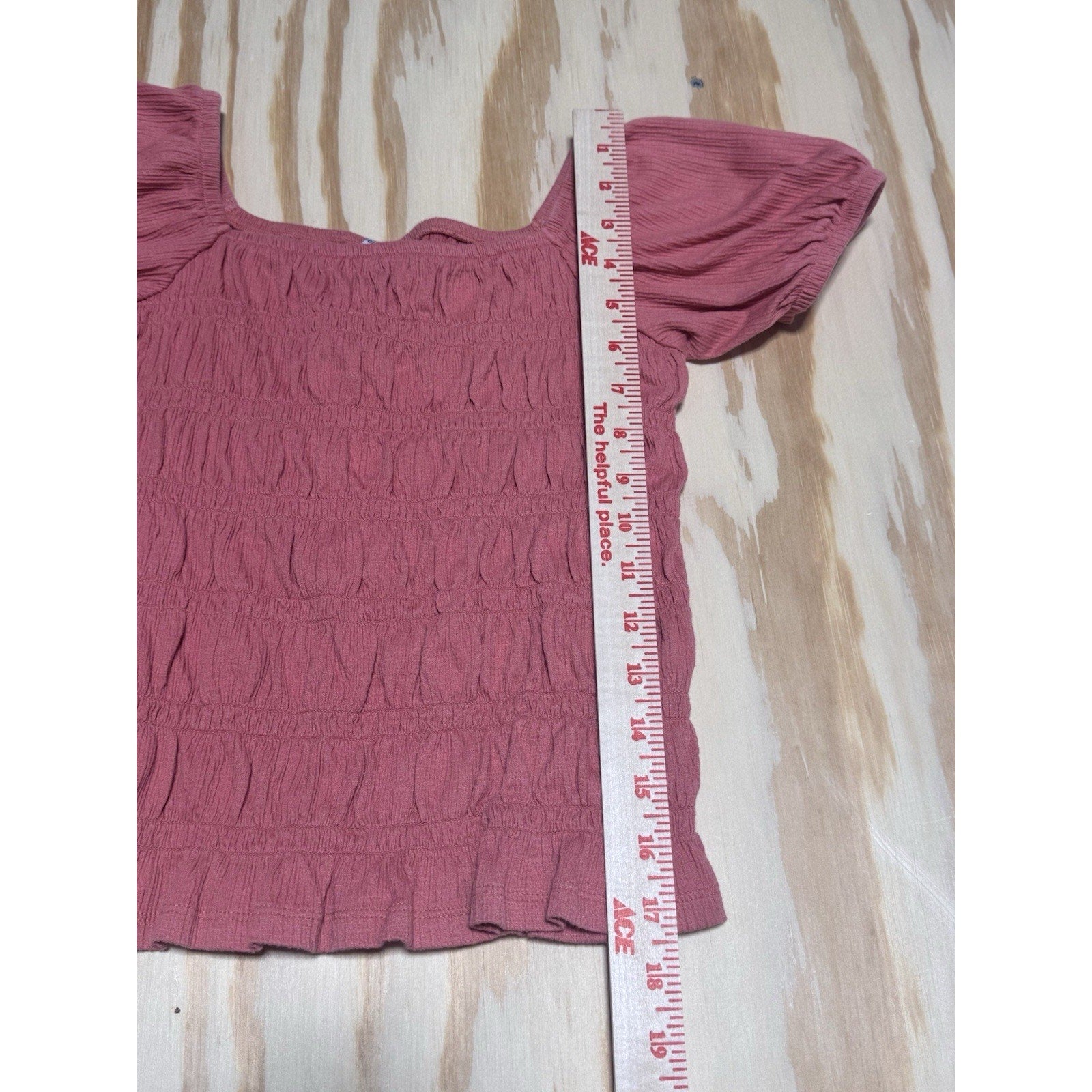 Old Navy Pink Smocked Youth X-Large (14-16) Square Neck Puff Sleeve Blouse