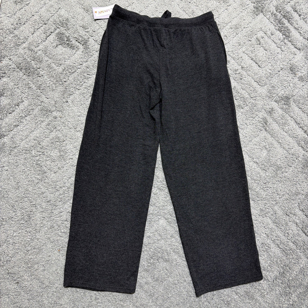 Joyspun Womens M 8-10 Gray Wide Leg Lounge Pajama Pants Drawstring Pockets