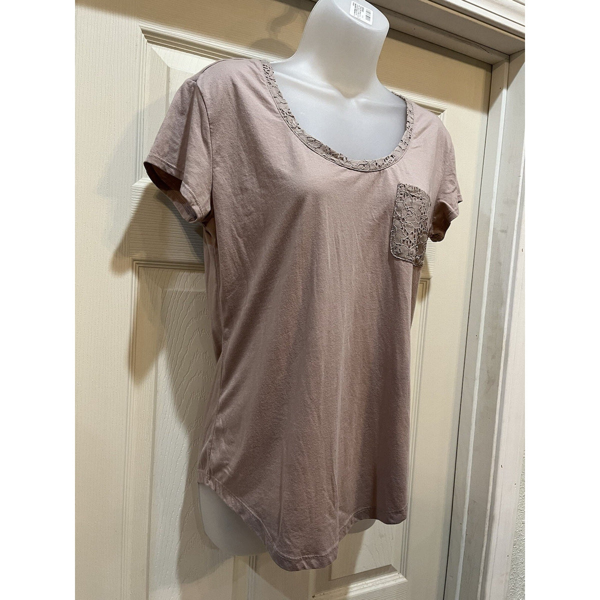 Jasmine & Ginger Women's Size Large Embroidered Brown Short Sleeve Blouse