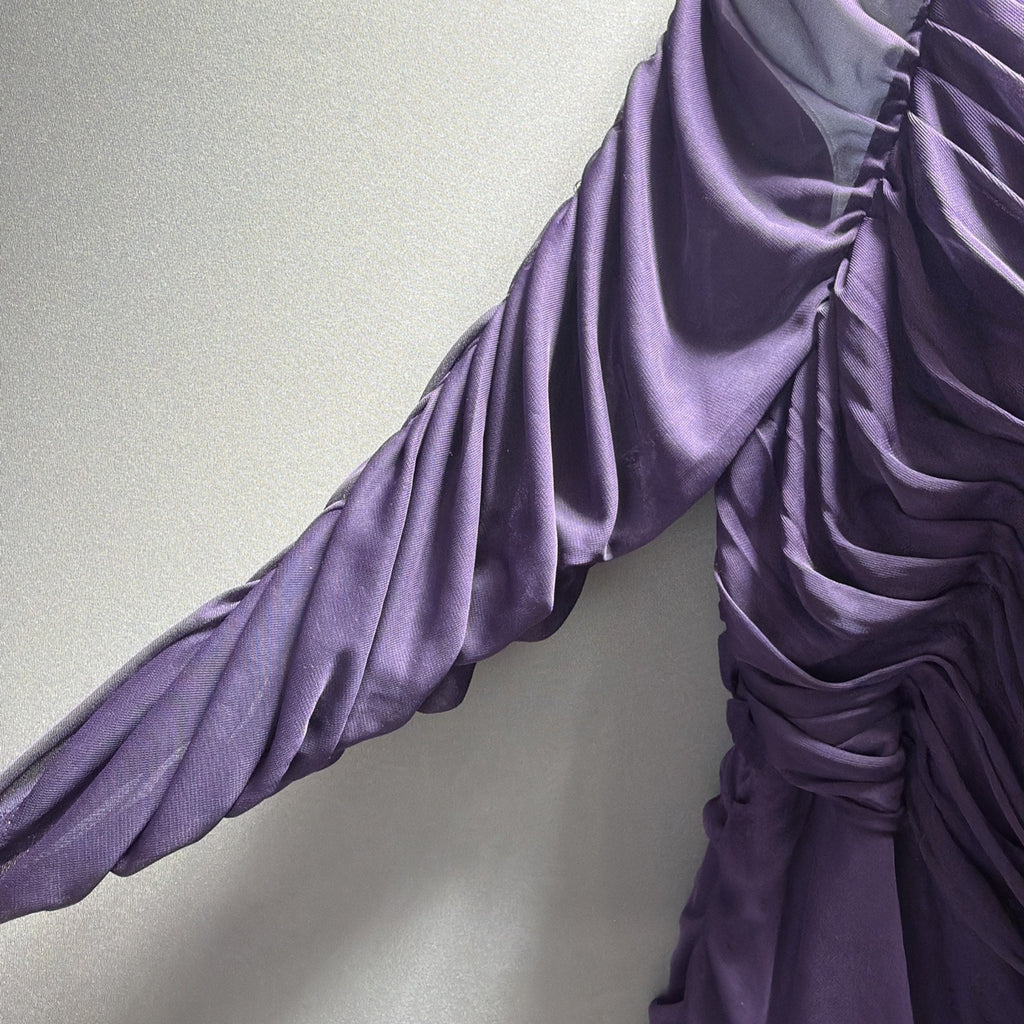 New Adrianna Papell Purple Ruched Lined Maxi Dress Plus Size 20W Evening Wear