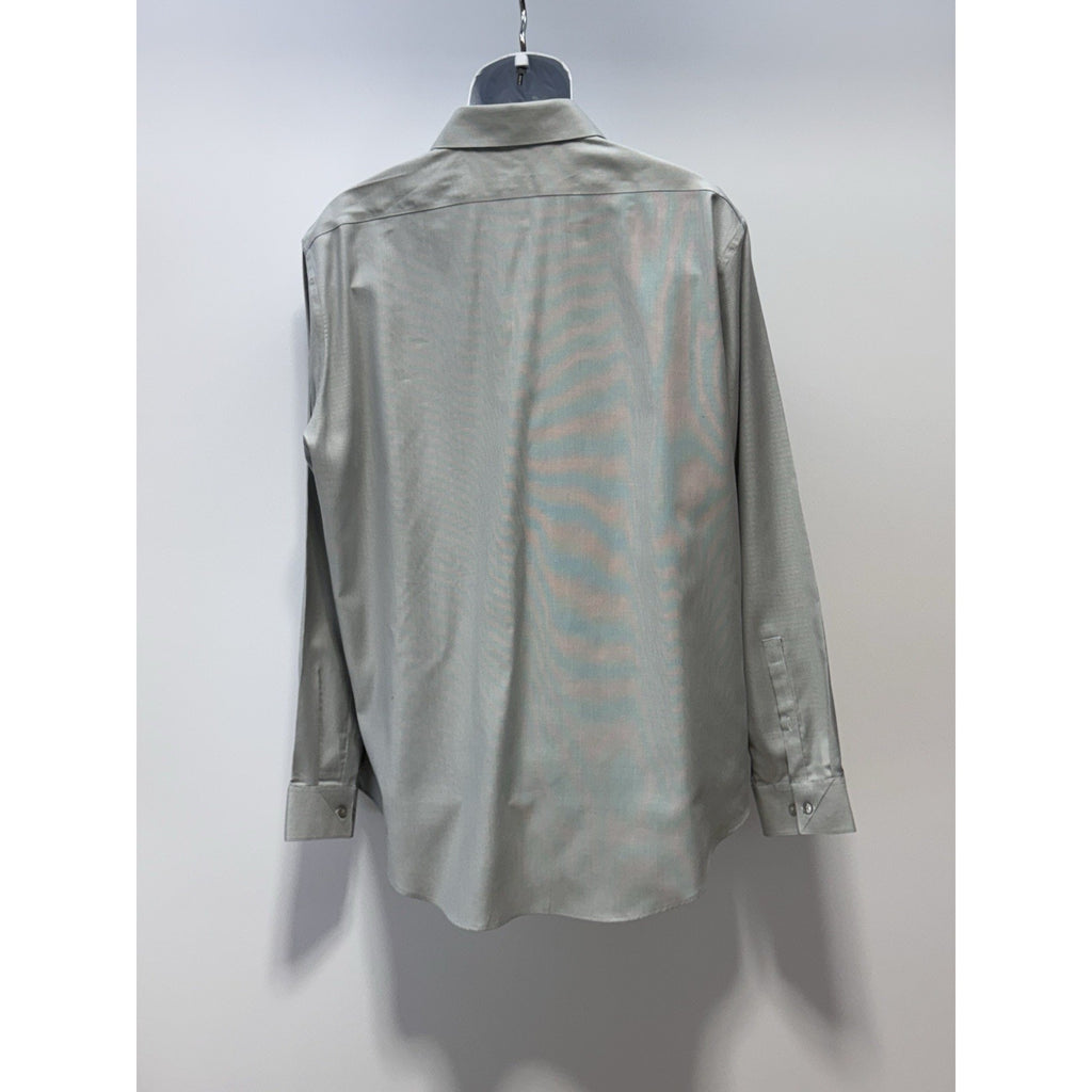 Calvin Klein Steel Grey Slim Fit Stretch Striped Button-Up Long Sleeve Shirt XL