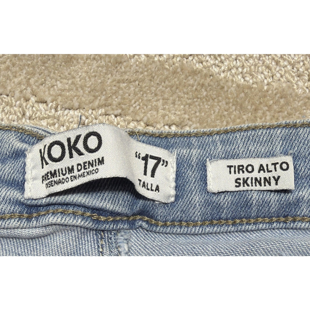 KOKO High Rise Skinny Jeans Womens Size 17 Blue Denim Juniors Distressed