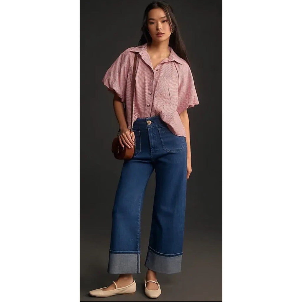 Maeve Colette Cuffed High Rise Wide Leg Size 29 Anthropologie