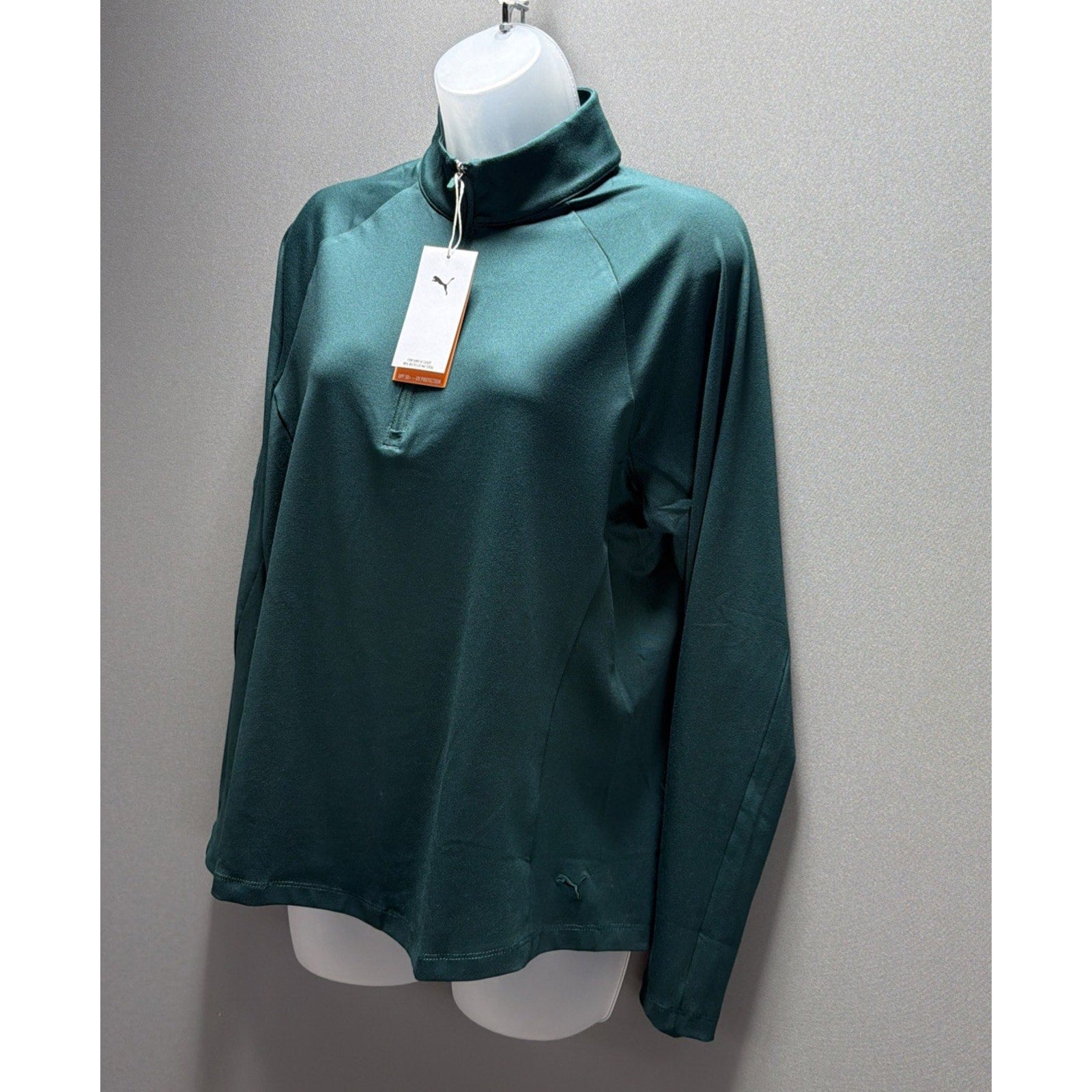 WOMEN'S PUMA 1/4 ZIP PULLOVER / NWT / Large UV Protect Green