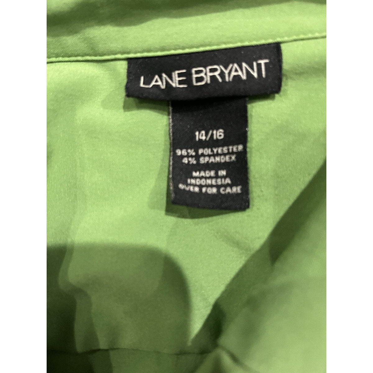 Lane Bryant green button front shirt cotton blend women's 14/16