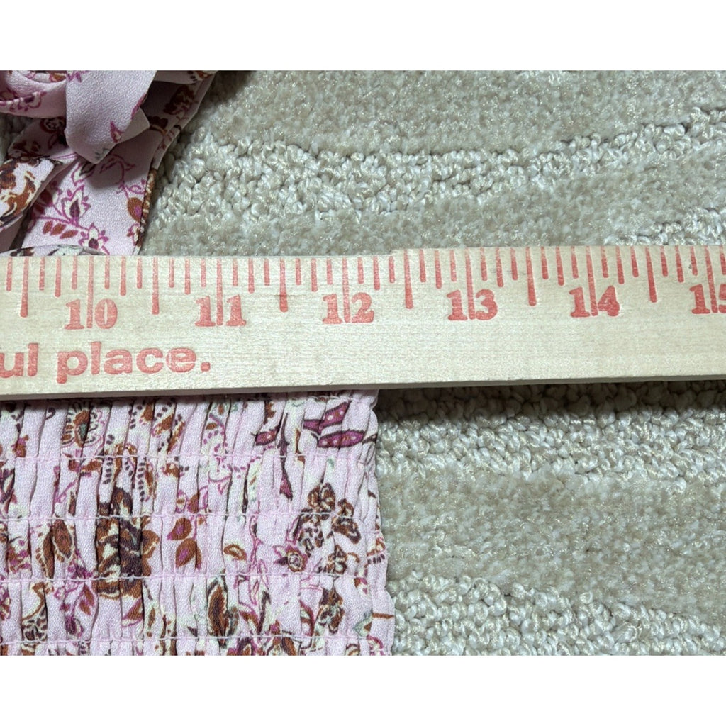 Francesca’s Bette Smocked Pink Floral Romper Size Medium NWT Lined Stretchy