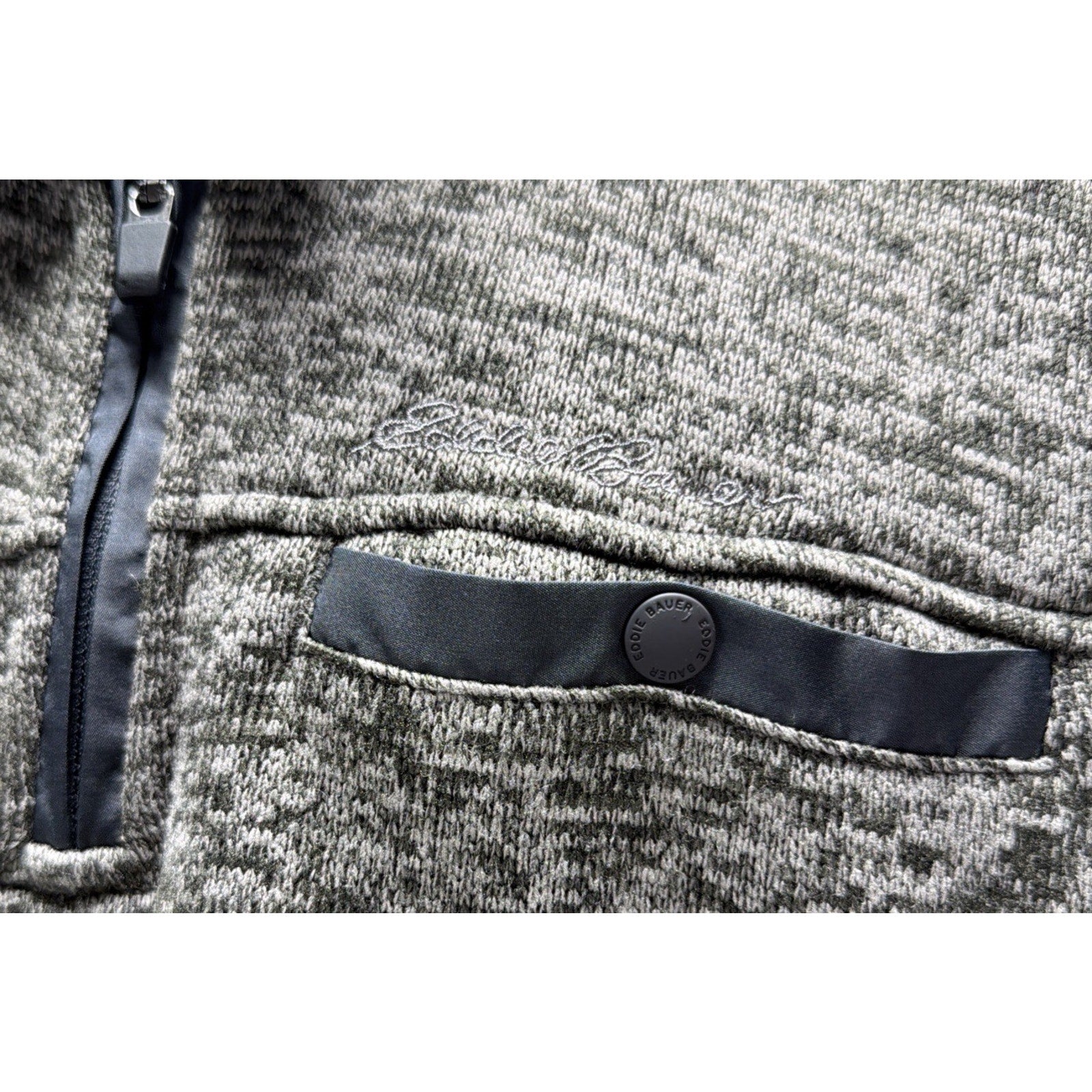 Eddie Bauer Sweater Men's M Gray Quarter Zip Radiator Fleece Pullover Outdoor