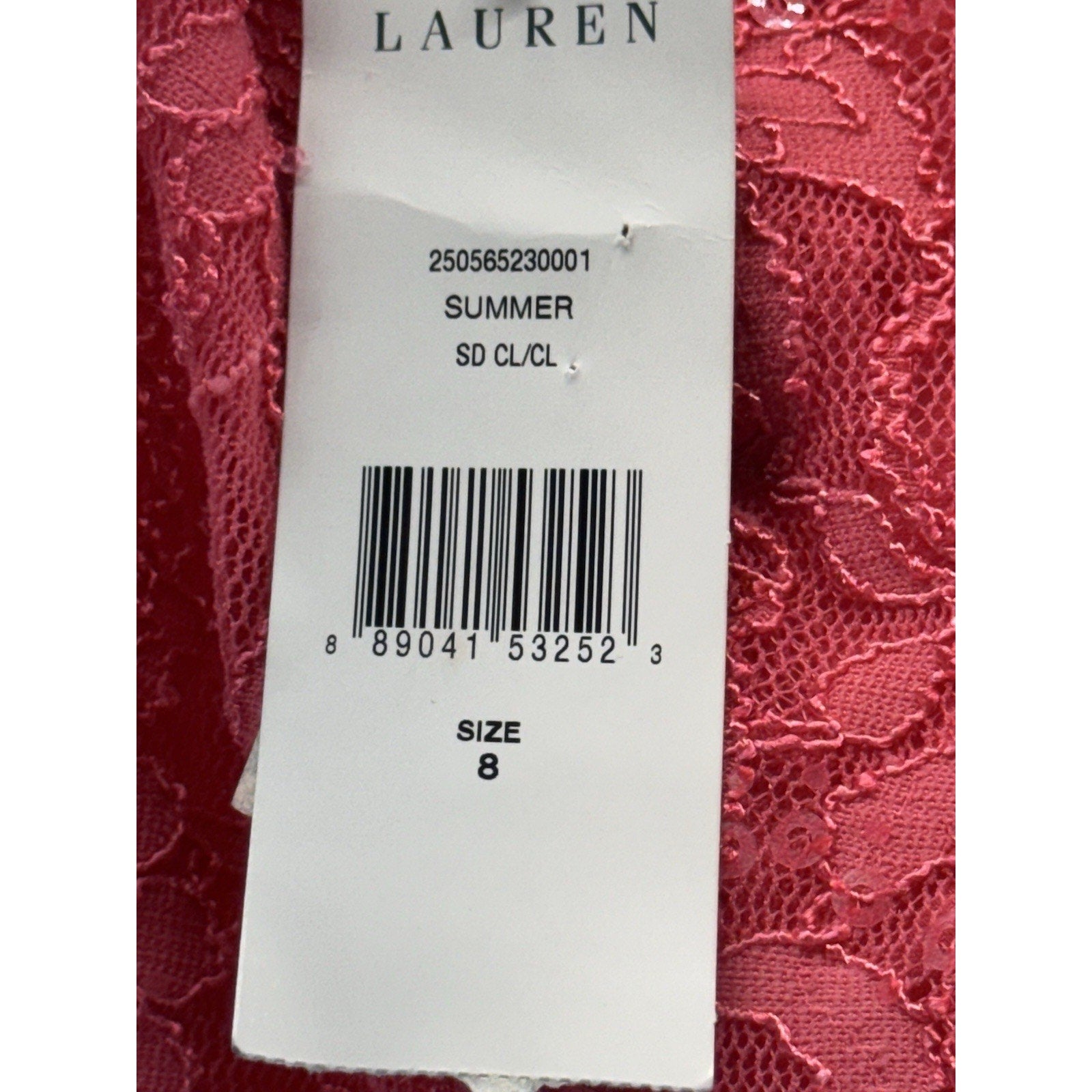 Lauren Ralph Lauren Pink Floral Lace Ruched Women’s Dress Size 8 New With Tags