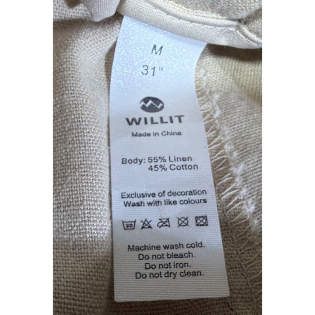 WILLIT Linen Cotton Wide Leg Pants Womens Medium 31 Beige Quiet Luxury Resort