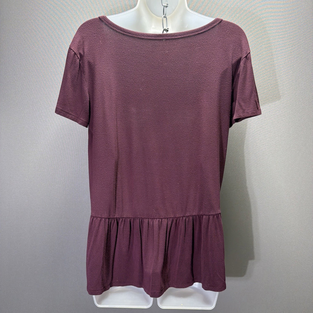 American Eagle Soft Sexy S Emroidered Shirt Short Sleeve Burgandy Boho Gypsy Y2k