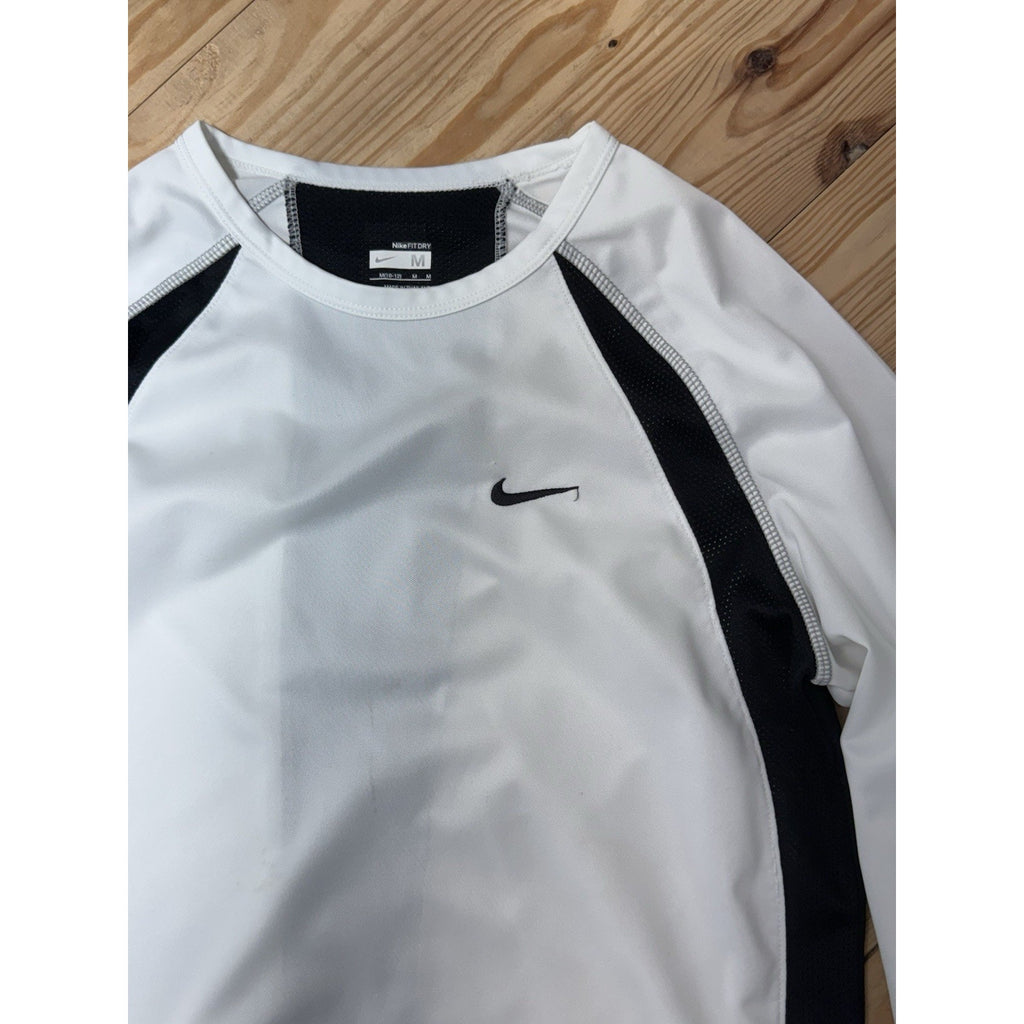 Nike Shirt Youth White Black Long Sleeve Outdoor Sports Dri Fit Size Large 10/12