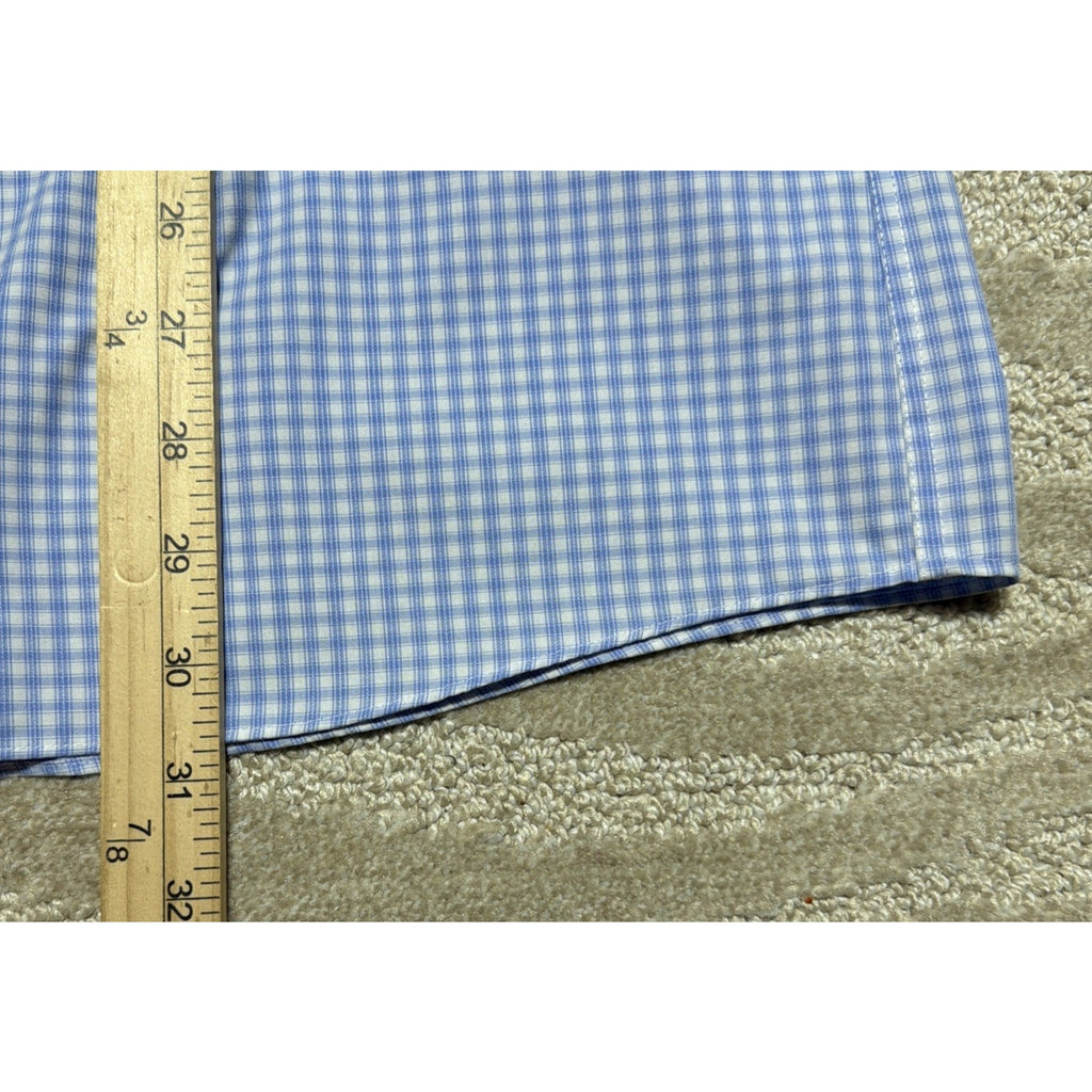 Michael Kors Non Iron Men's Spread Collar Dress Shirt Size 15.5 32/33 M Blue