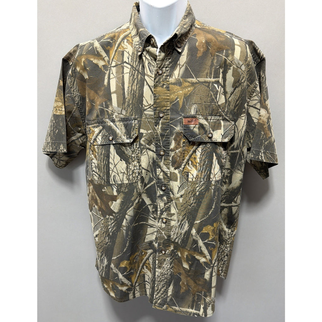 Vintage 90s Woolrich Realtree Hardwoods Camo Button Up Shirt, Men's Sz Large