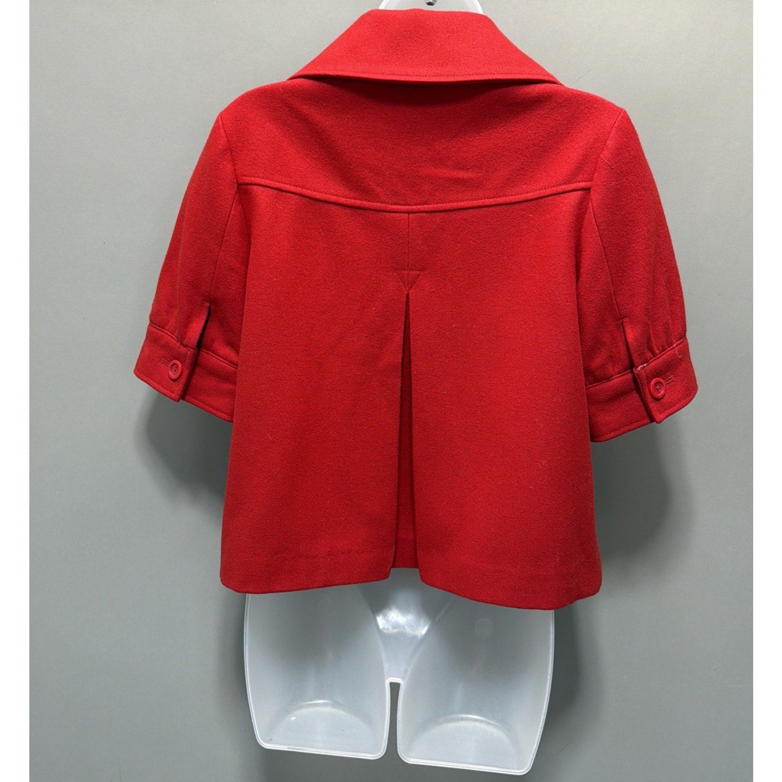 Anthropologie TULLE Crop Coat 3/4 Sleeve Red Wool Blend Size: M