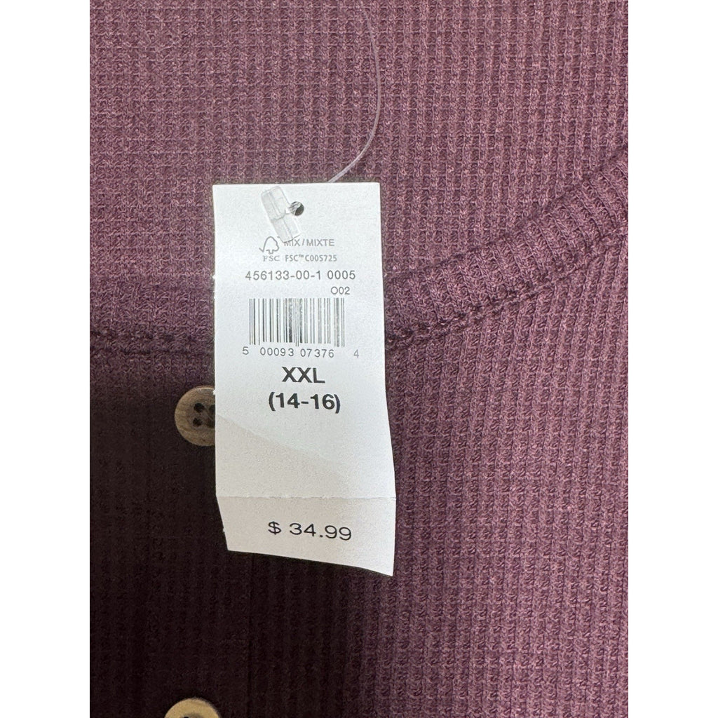 GAP Kids XXL 14-16 Waffle Knit Dress Purple Henley Tiered Long Sleeve NWT