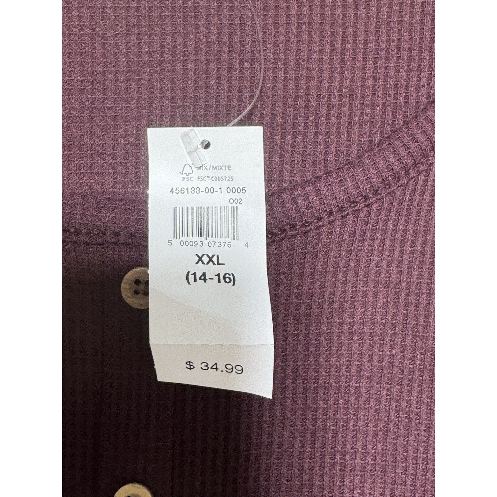 GAP Kids XXL 14-16 Waffle Knit Dress Purple Henley Tiered Long Sleeve NWT