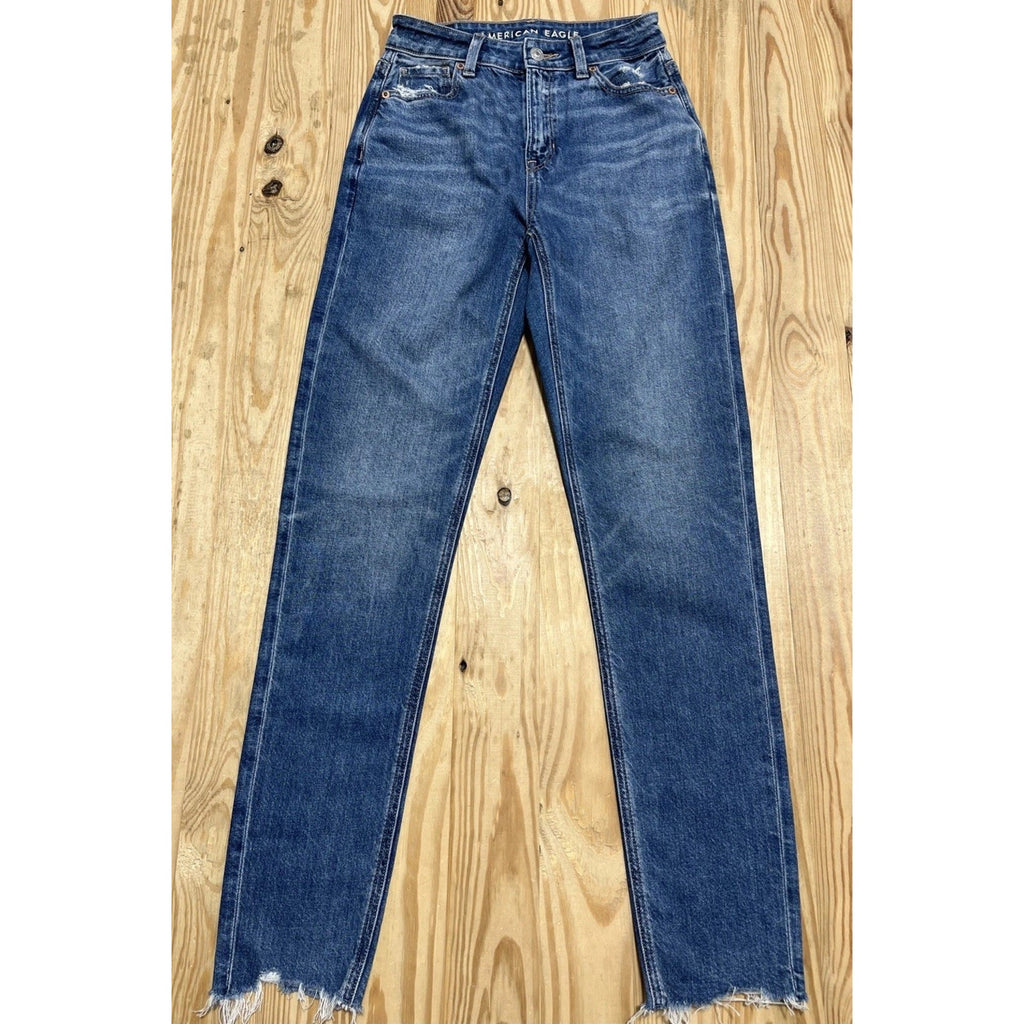 American Eagle Mom Jeans 000 Women’s High Waisted Strigid Denim 24x30