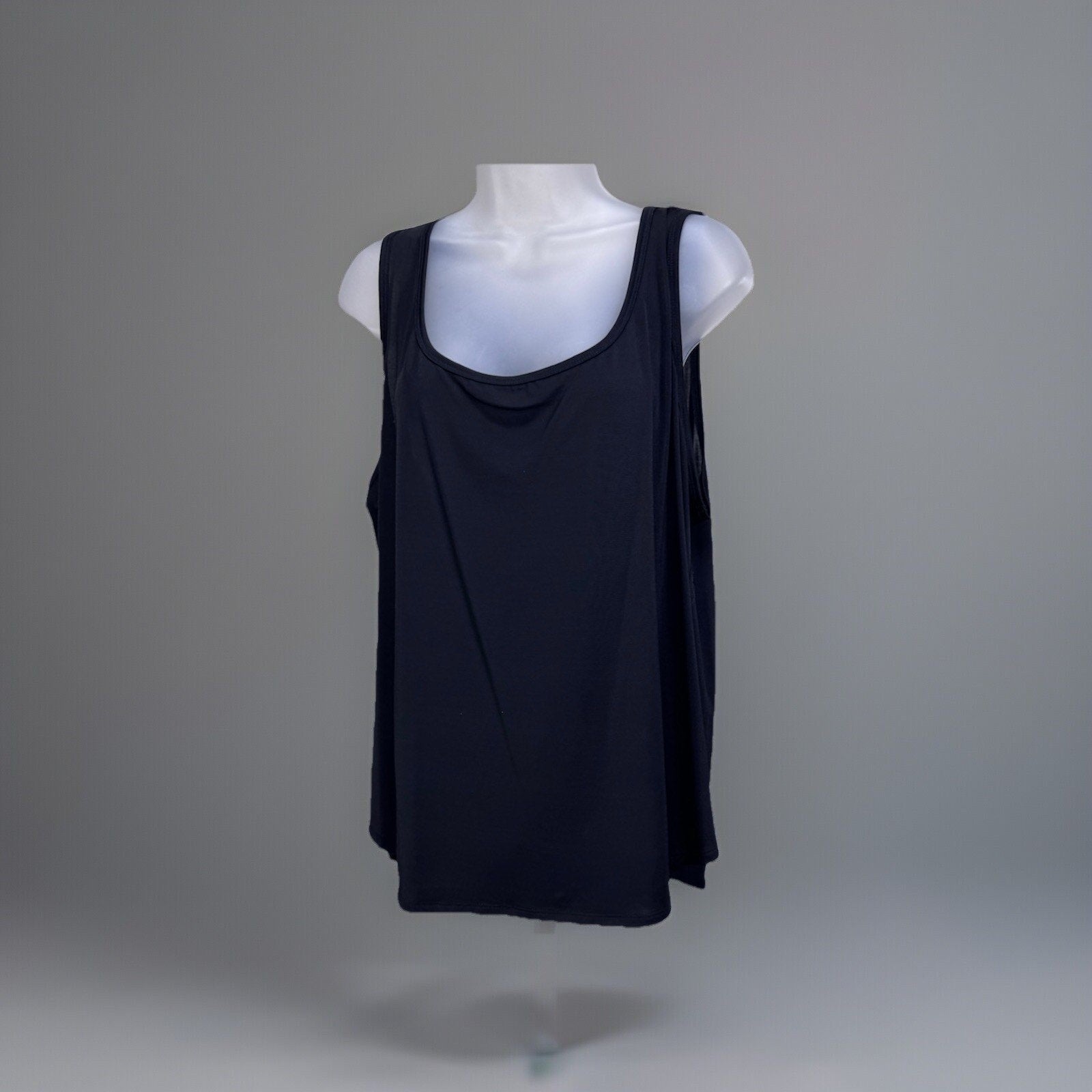 Aqua Blues Black Stretch Scoop Neck Sleeveless Open Back Tank Top Plus Size 2XL