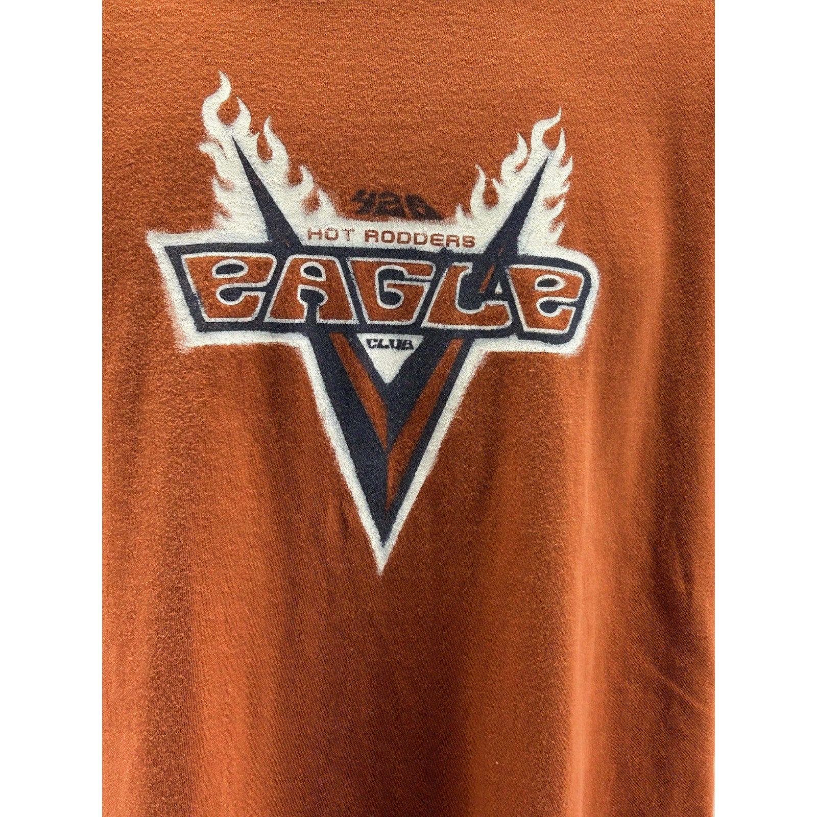 Vintage American Eagle Graphic T-Shirt Men Orange Hot Rodders Eagles Club Size M