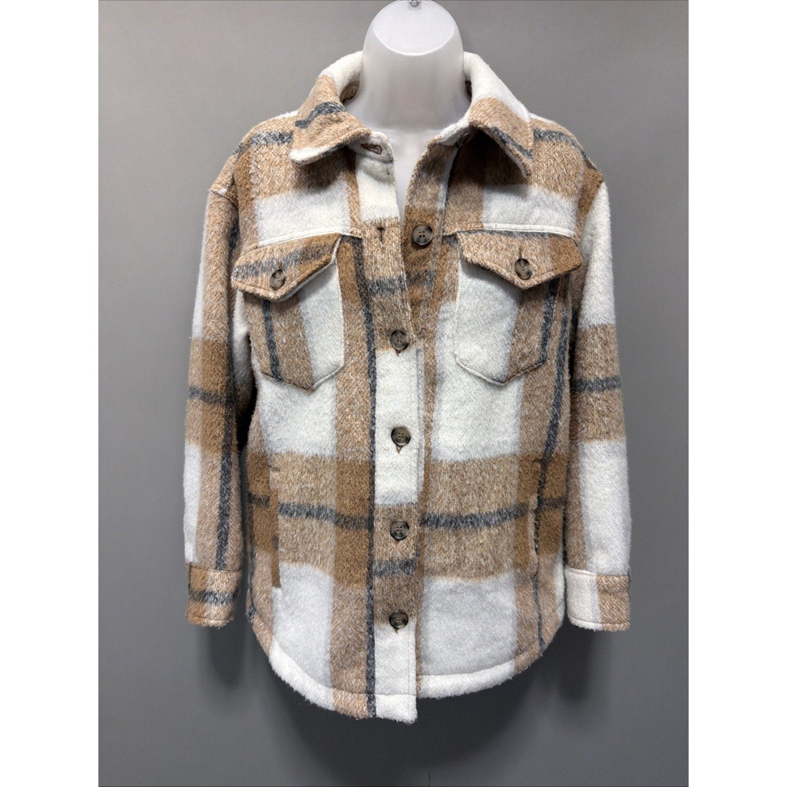 Avec Les Filles Plaid Shacket Jacket Women’s M Brown Pocket Front Anthropologie