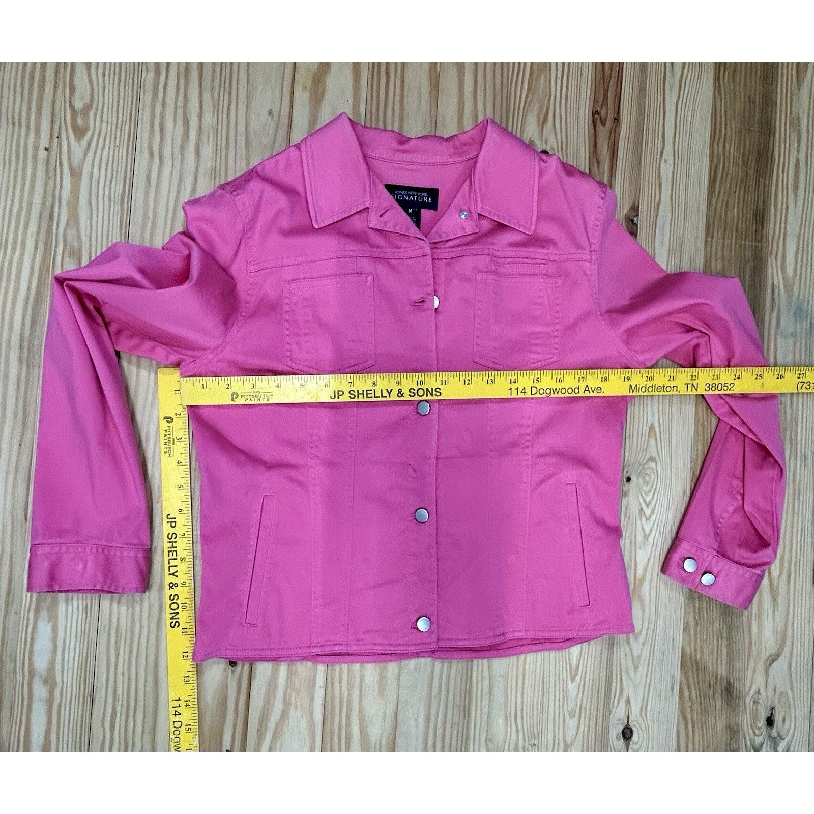 BARBIE STYLE! Jones New York SIGNATURE PINK denim jacket waist coat women Sz.M.