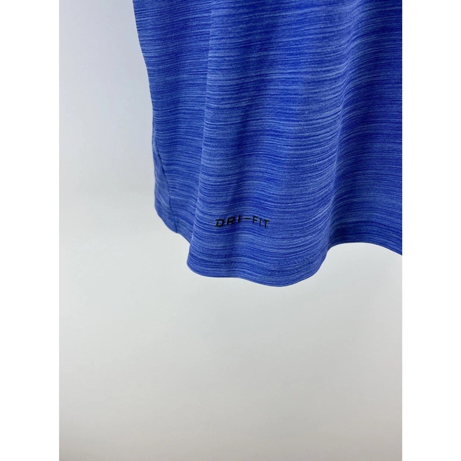 NIKE Men's Gray Logo Dri-FIT Short Sleeve T-Shirt L Blue Heathered