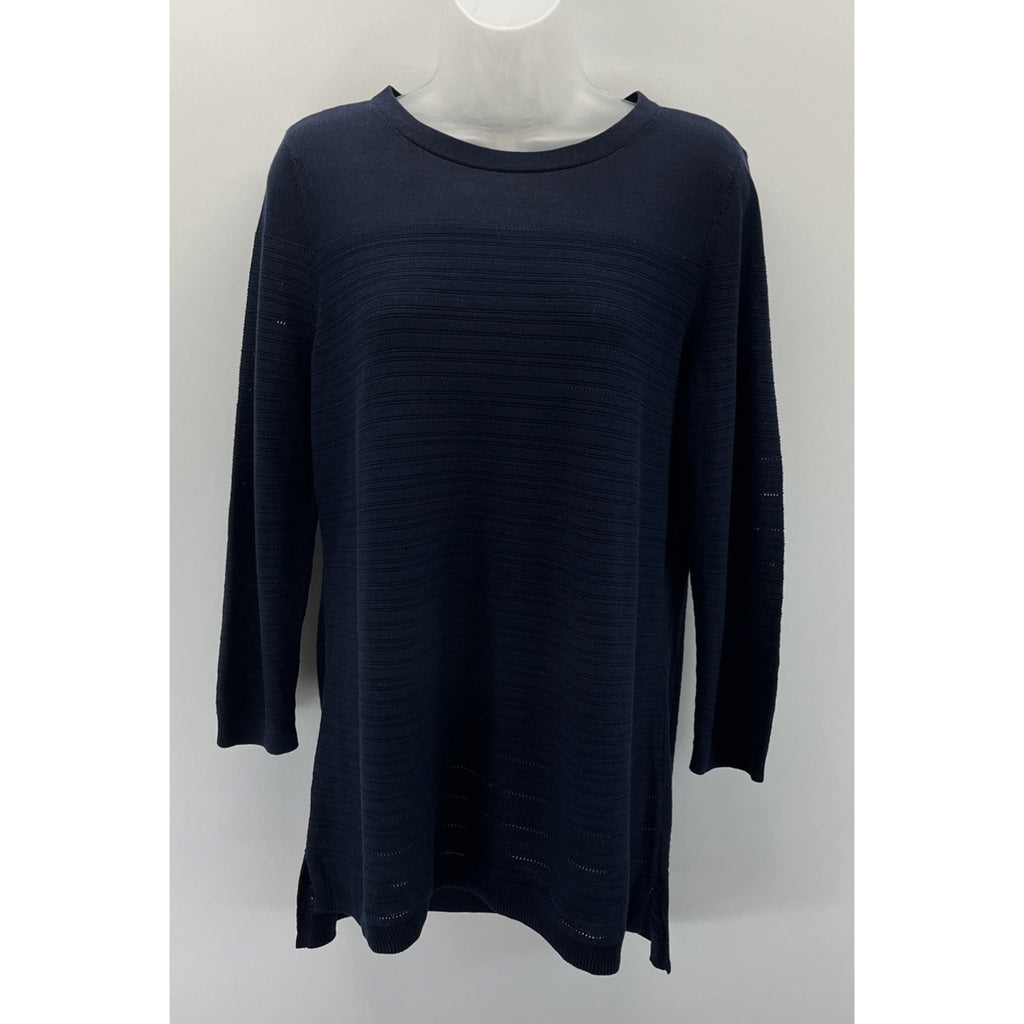 Talbots Knit Breathable Navy Sweater M Womens Long Sleeve