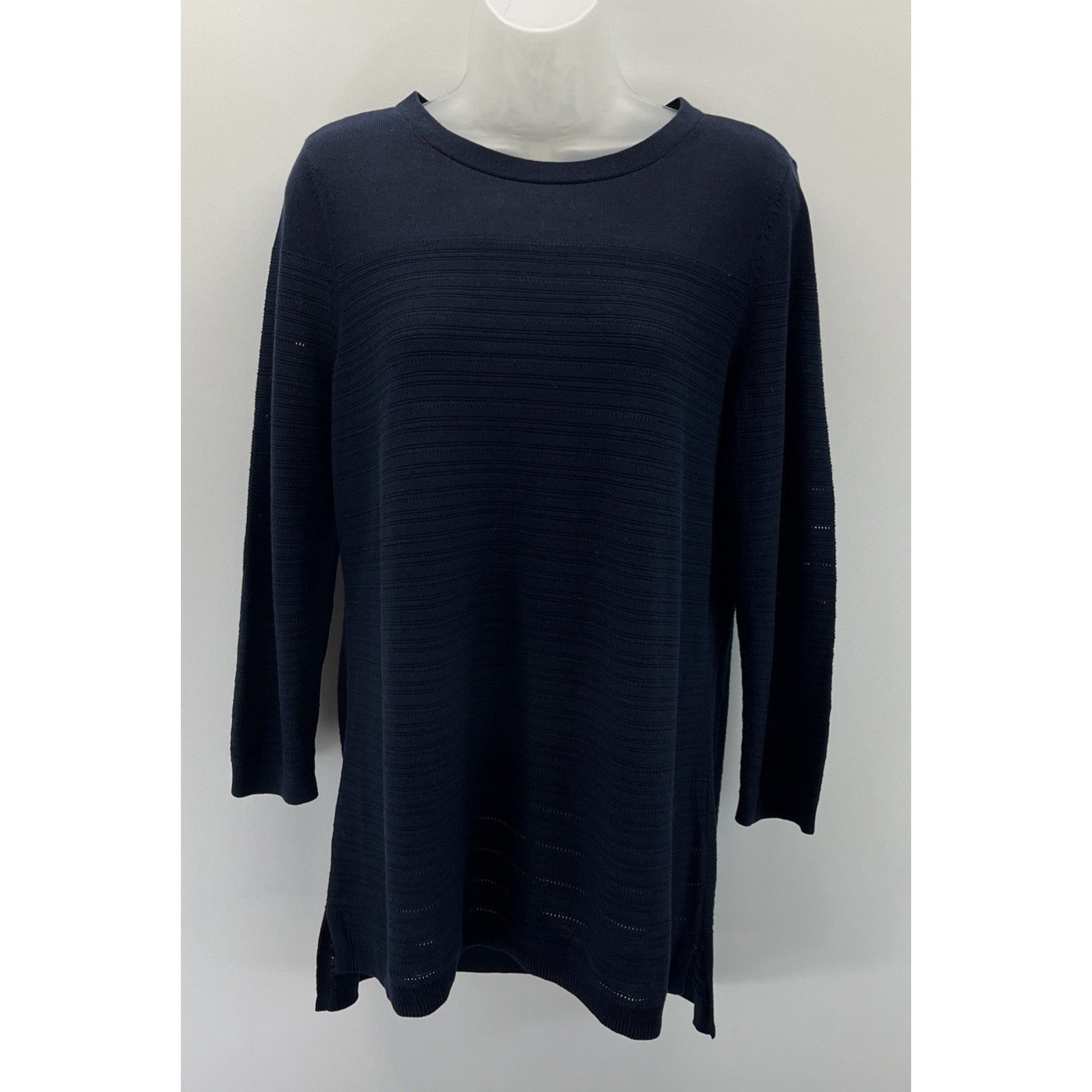 Talbots Knit Breathable Navy Sweater M Womens Long Sleeve