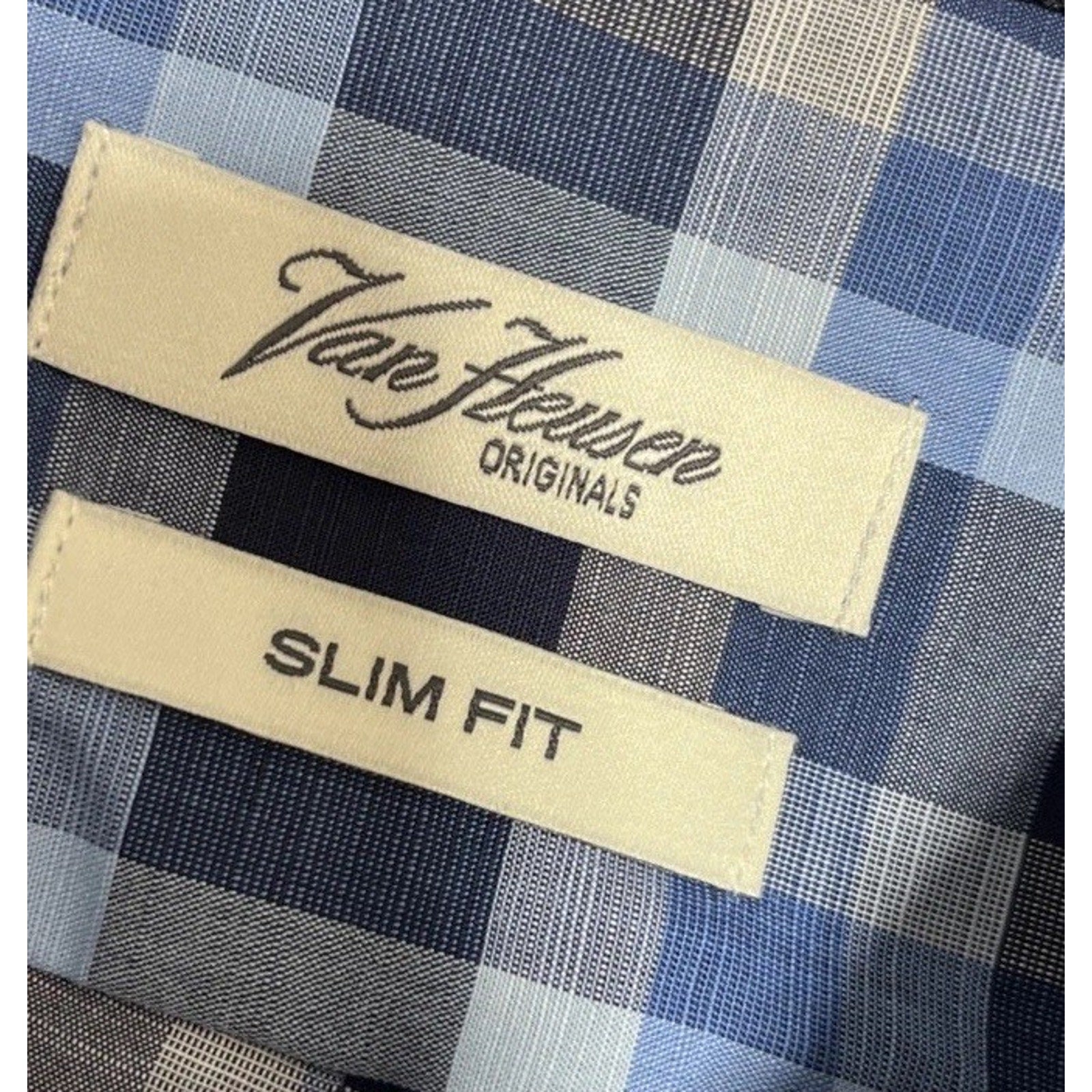 New Van Heusen Men's Slim Fit Dress Shirt Wrinkle Free Long Sleeves Blue M
