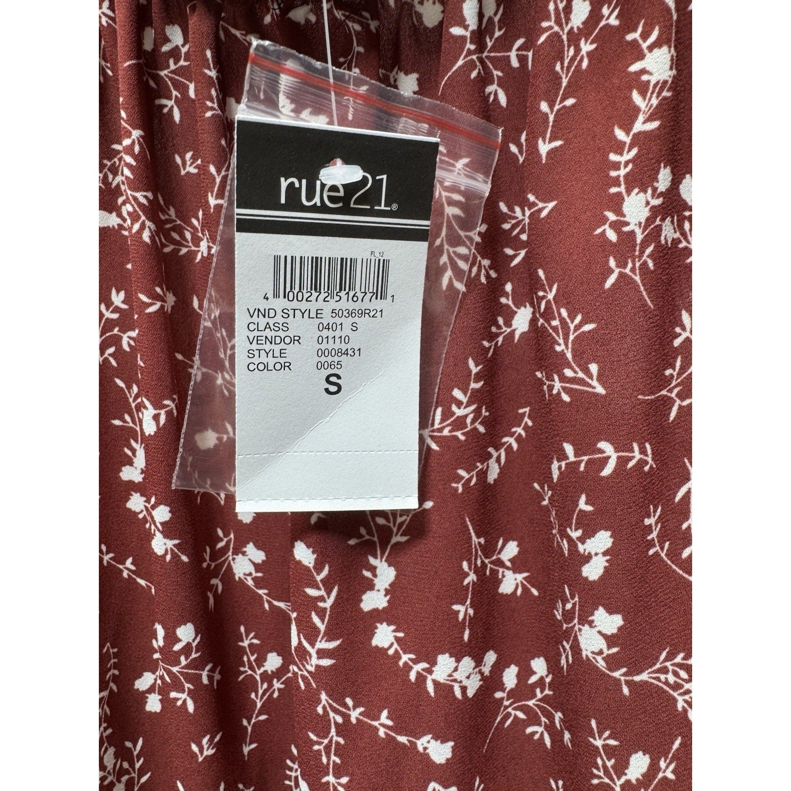 Rue21 Floral Off Shoulder Dress Small NWT Cottagecore Milkmaid Boho Belted Red