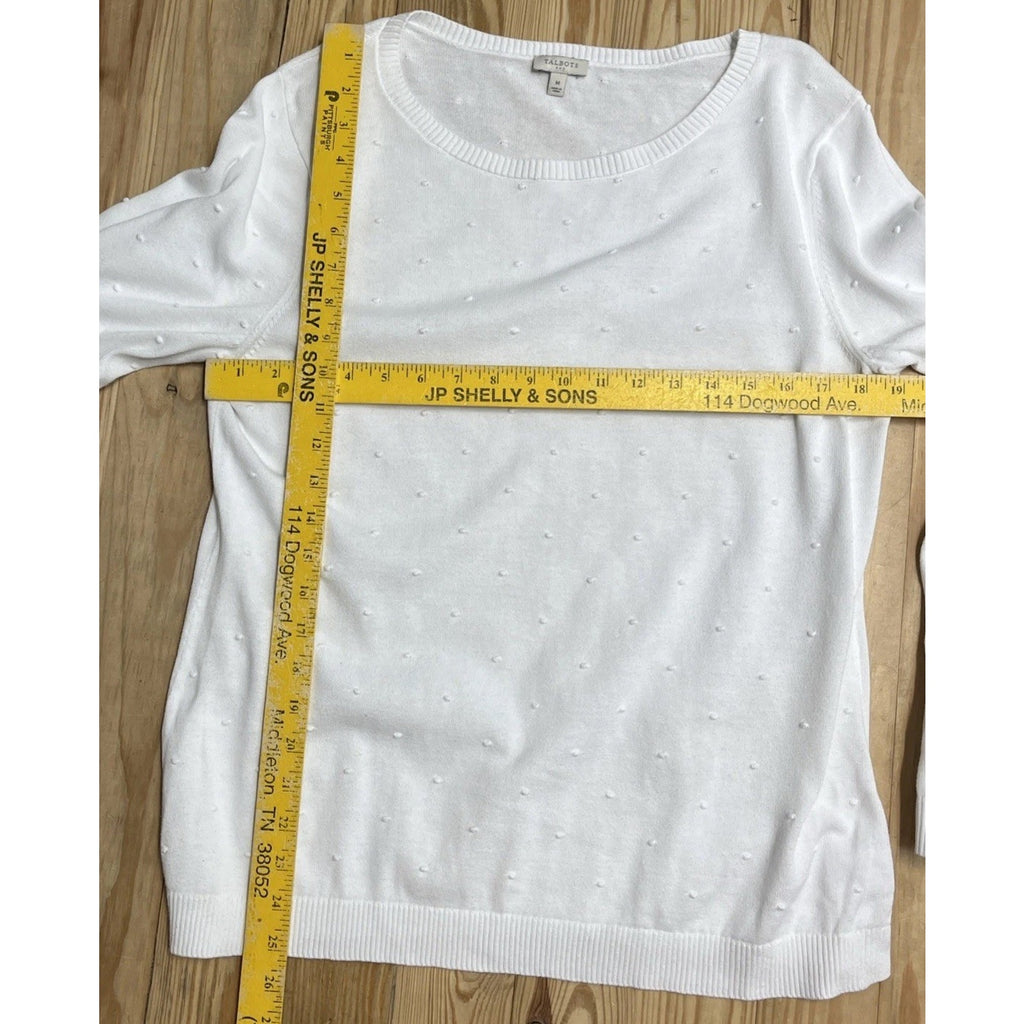 Talbots White Textured Bubble Polka Dots Sweater Size M