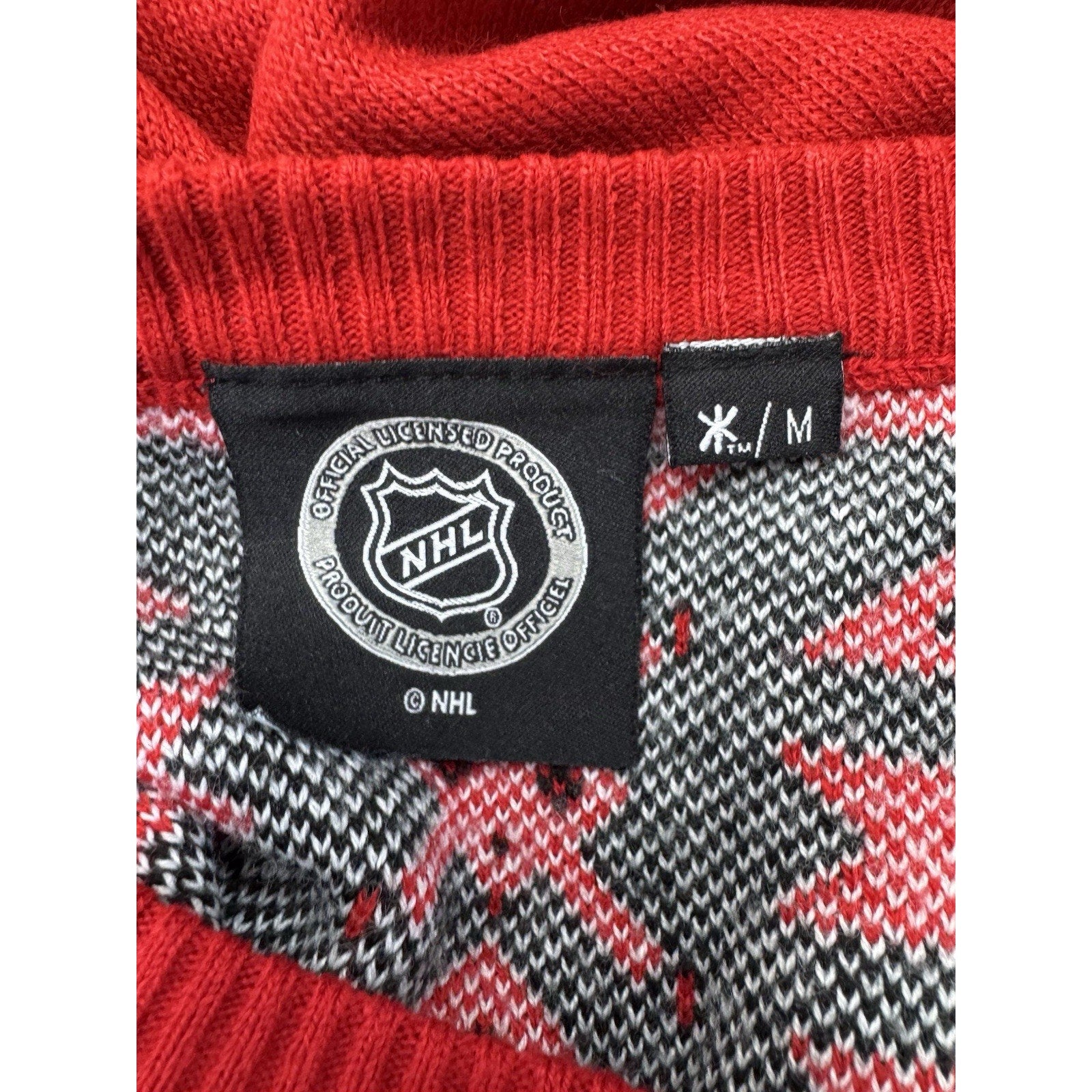 Chicago Blackhawks NHL Christmas Sweater Official V-Neck Women’s Size M Runs Sm
