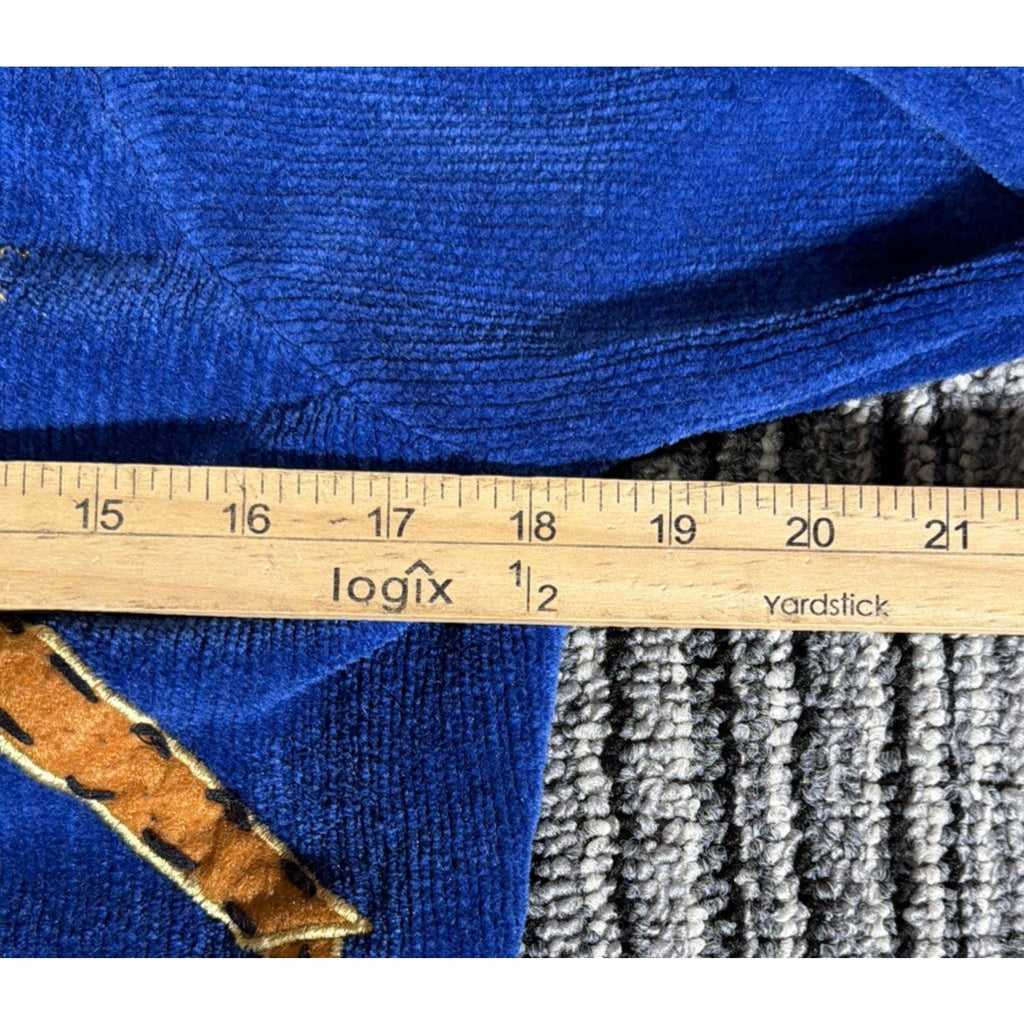 Vtg BELLEPOINTE Nativity Christmas Wisemen Cardigan S Royal Blue Sweater Angel