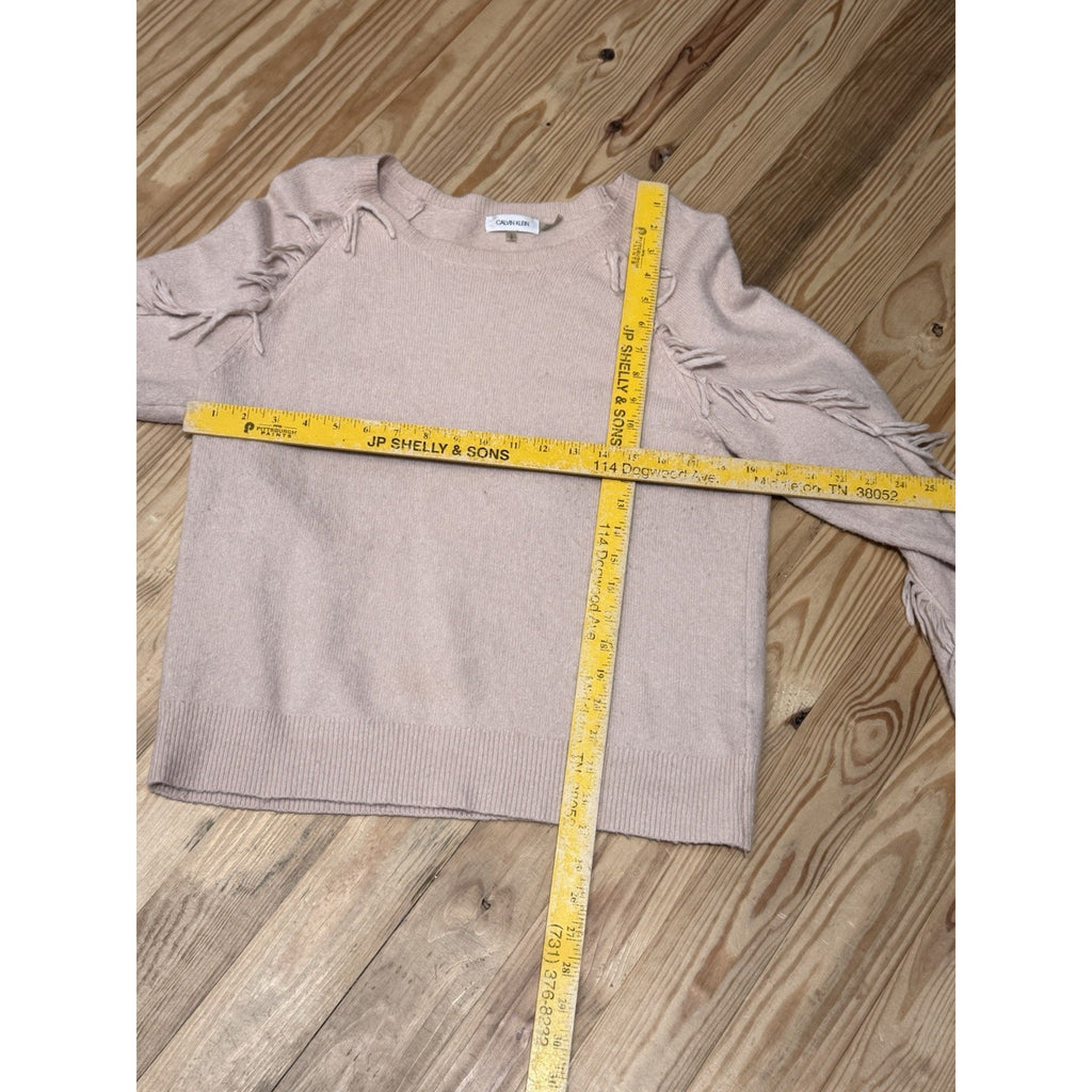 Calvin Klein Sweater Pullover Beige Knit Long Sleeve Round Neck Women’s Large