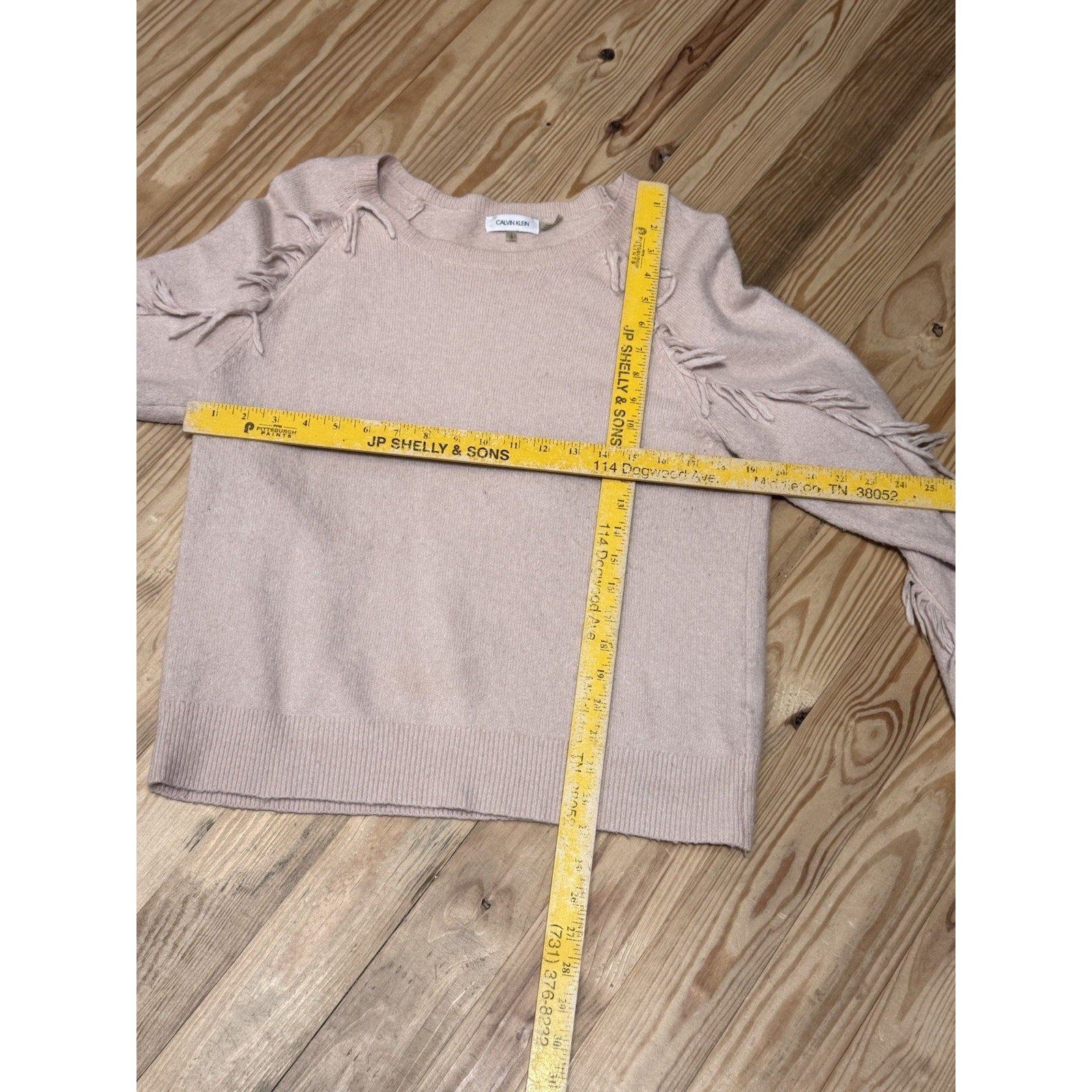 Calvin Klein Sweater Pullover Beige Knit Long Sleeve Round Neck Women’s Large
