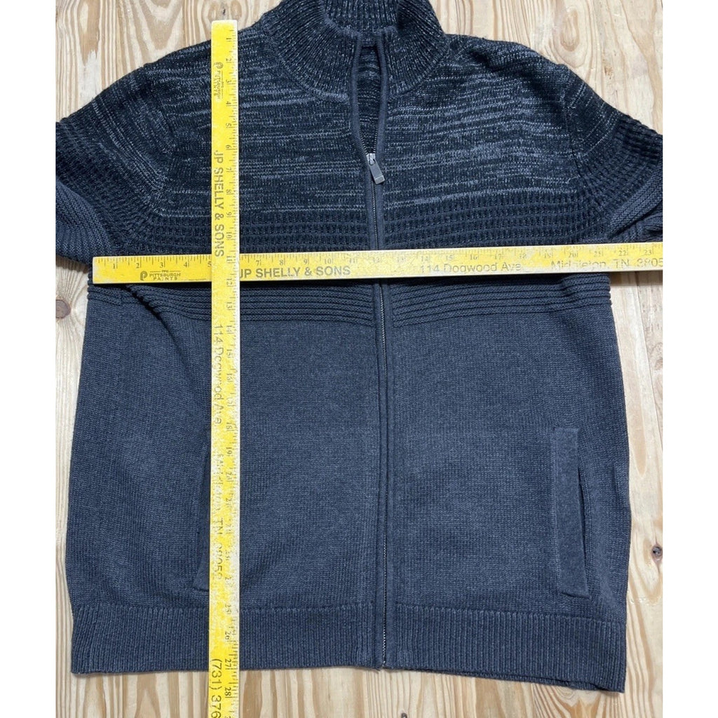 Calvin Klein Sweater Jacket Size Large Men Full Zip Ribbed Heavyweight Mock Neck