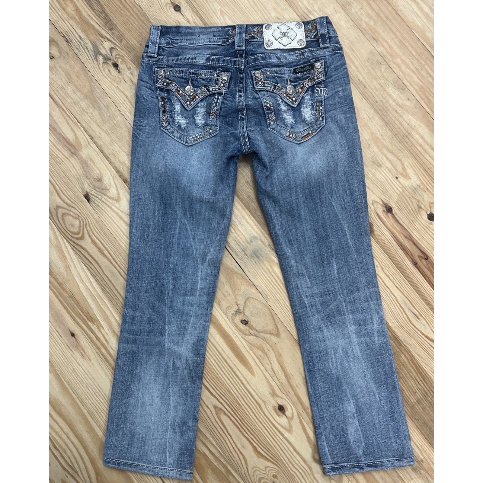 Women's Miss Me Easy Straight Embellished Jeans Size 26x26 Denim Hemmed