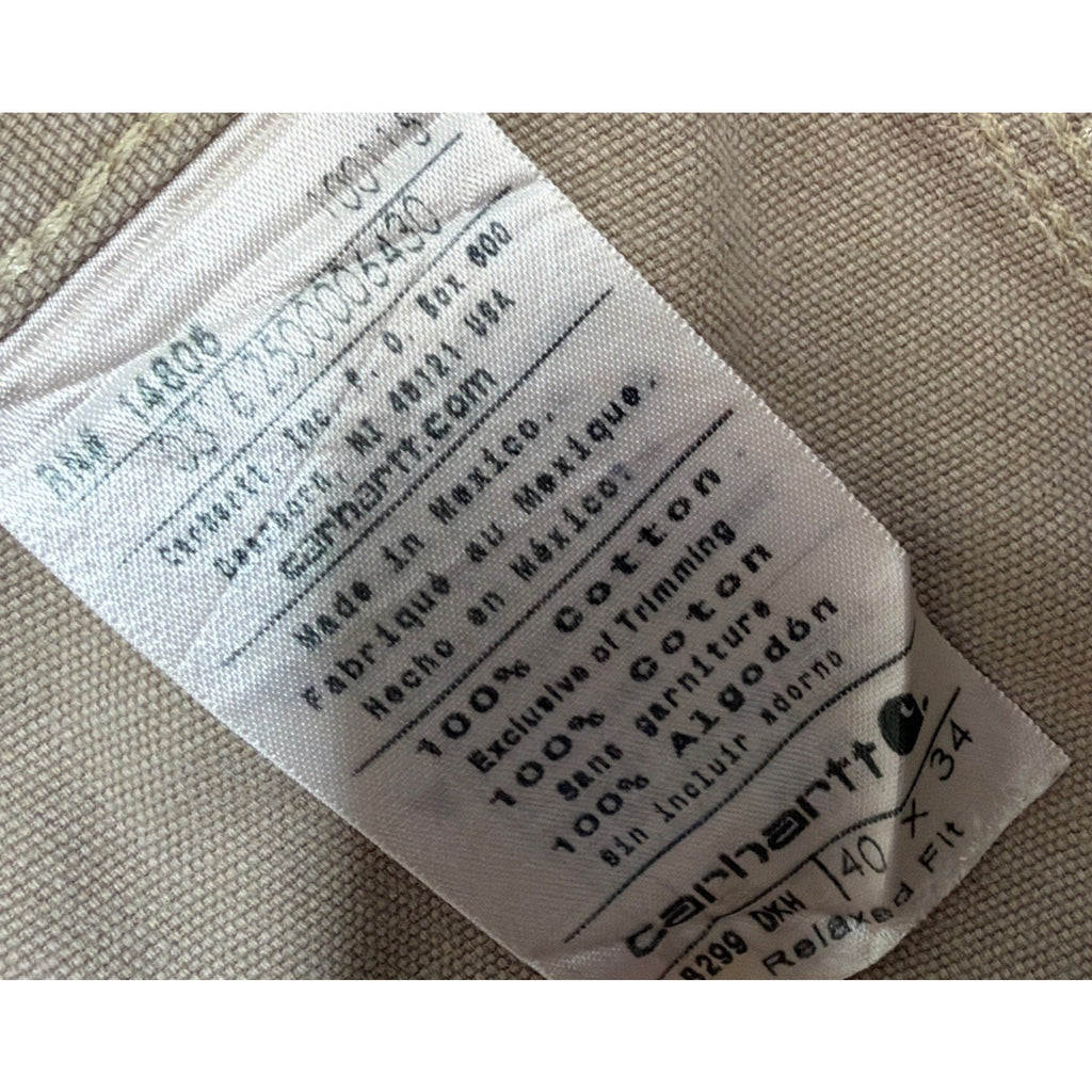 CARHARTT Men's B299 GKH Canvas Khaki Relaxed Fit Pants Work Tan 40x34